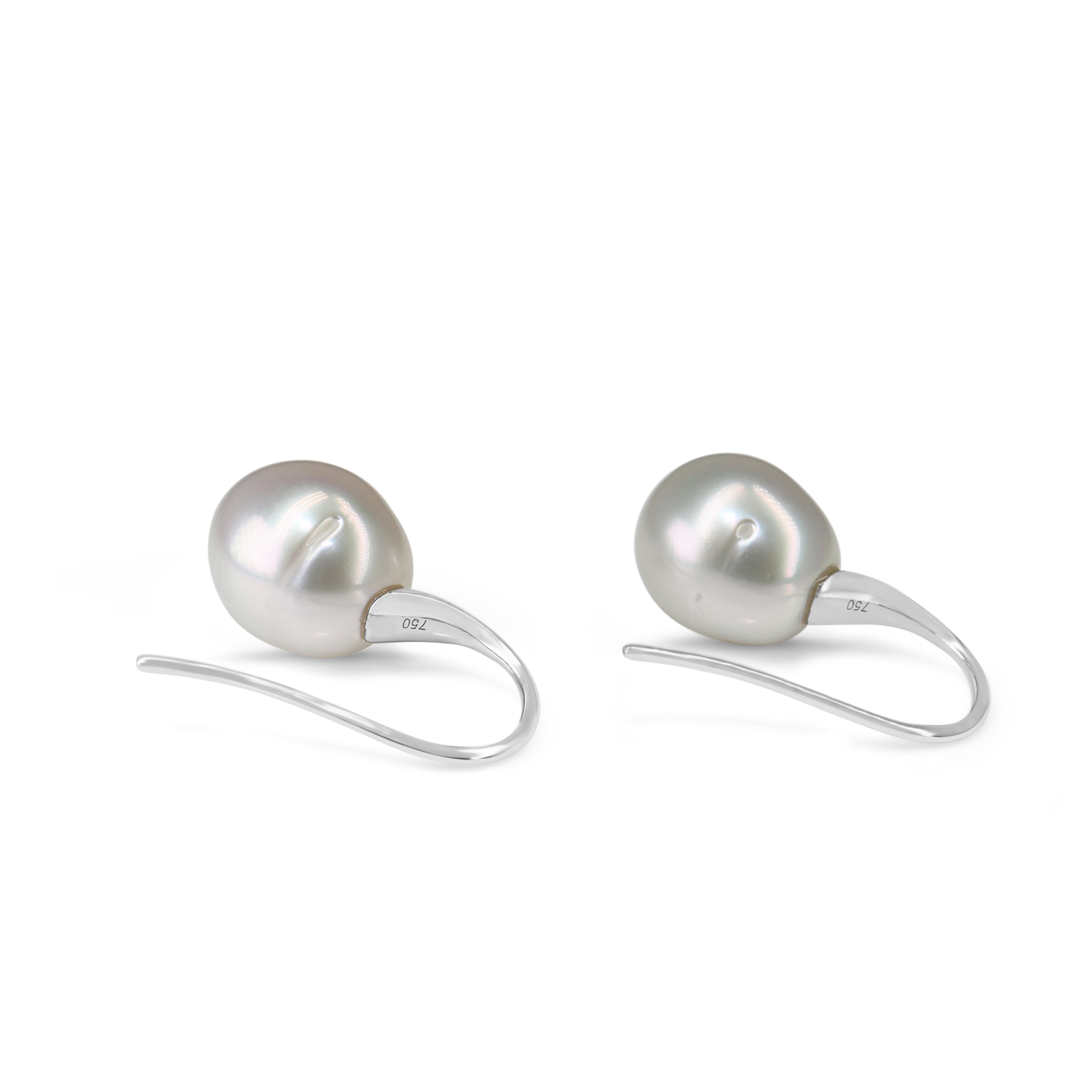 18ct White Gold 12mm South Sea Pearl and Diamond Earrings