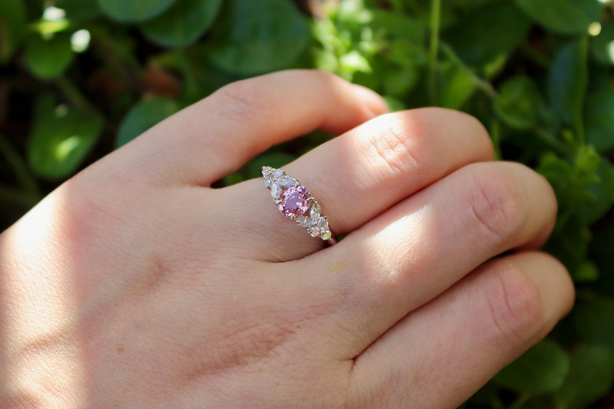 Platinum Pink Sapphire and Diamond Ring