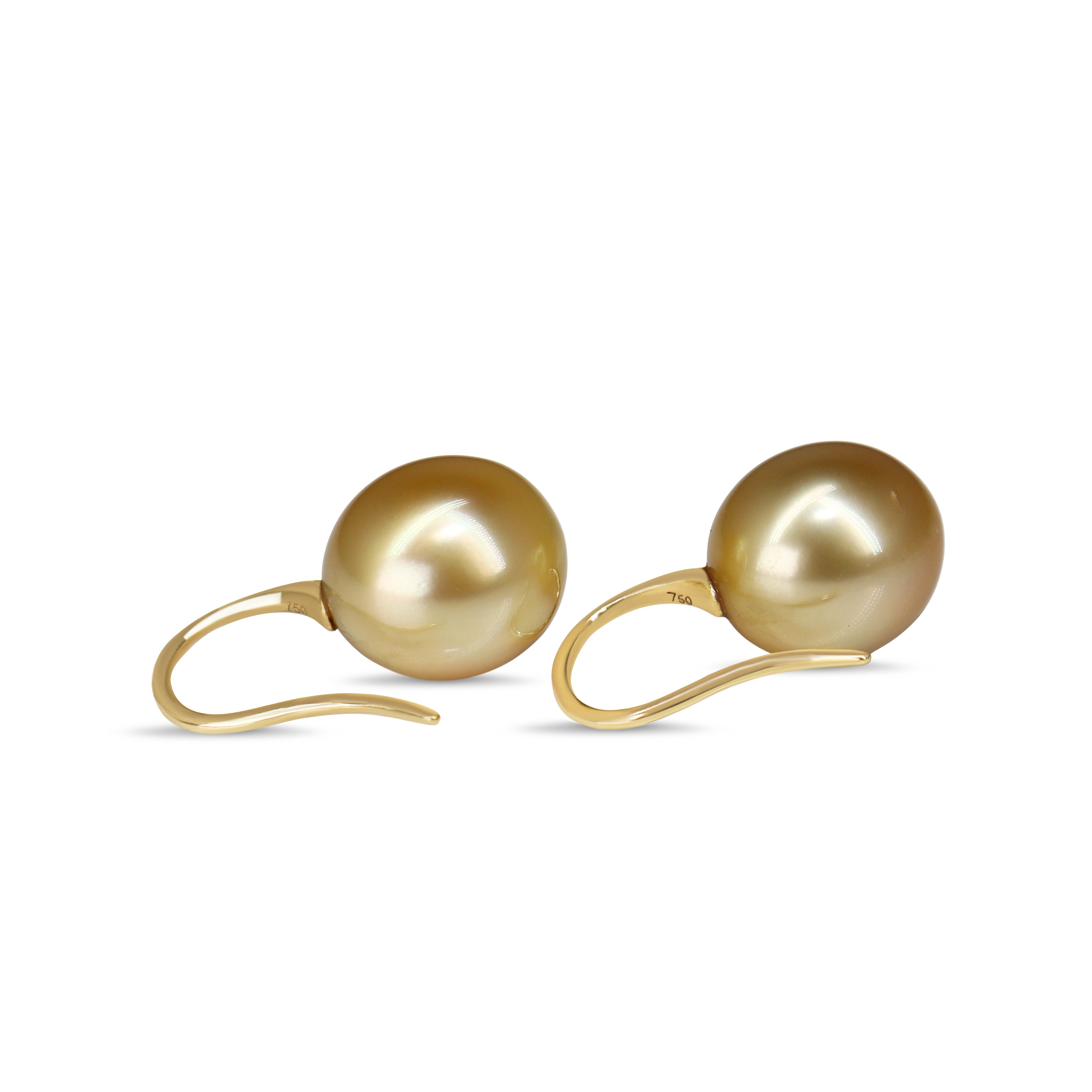 18ct Yellow Gold 12.5mm Golden South Sea Pearl Earrings