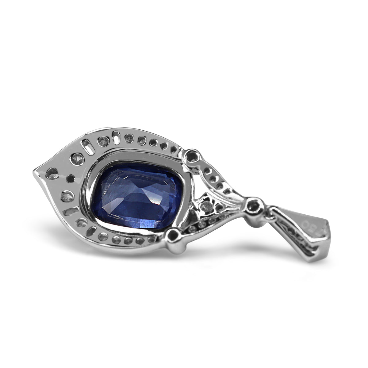 18ct White Gold Sapphire and Diamond Art Deco Style Pendant