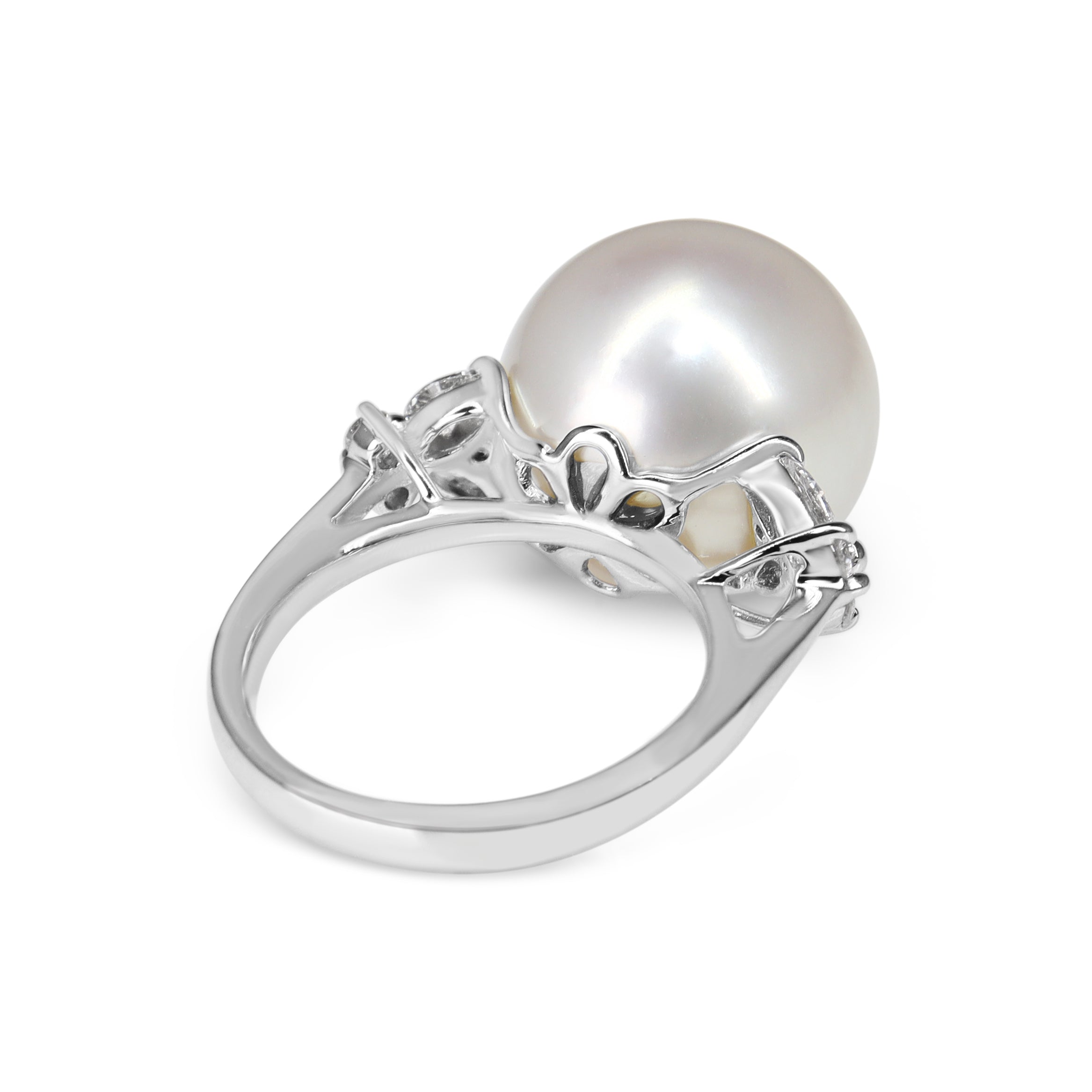 Platinum 14mm South Sea Pearl and Diamond Ring