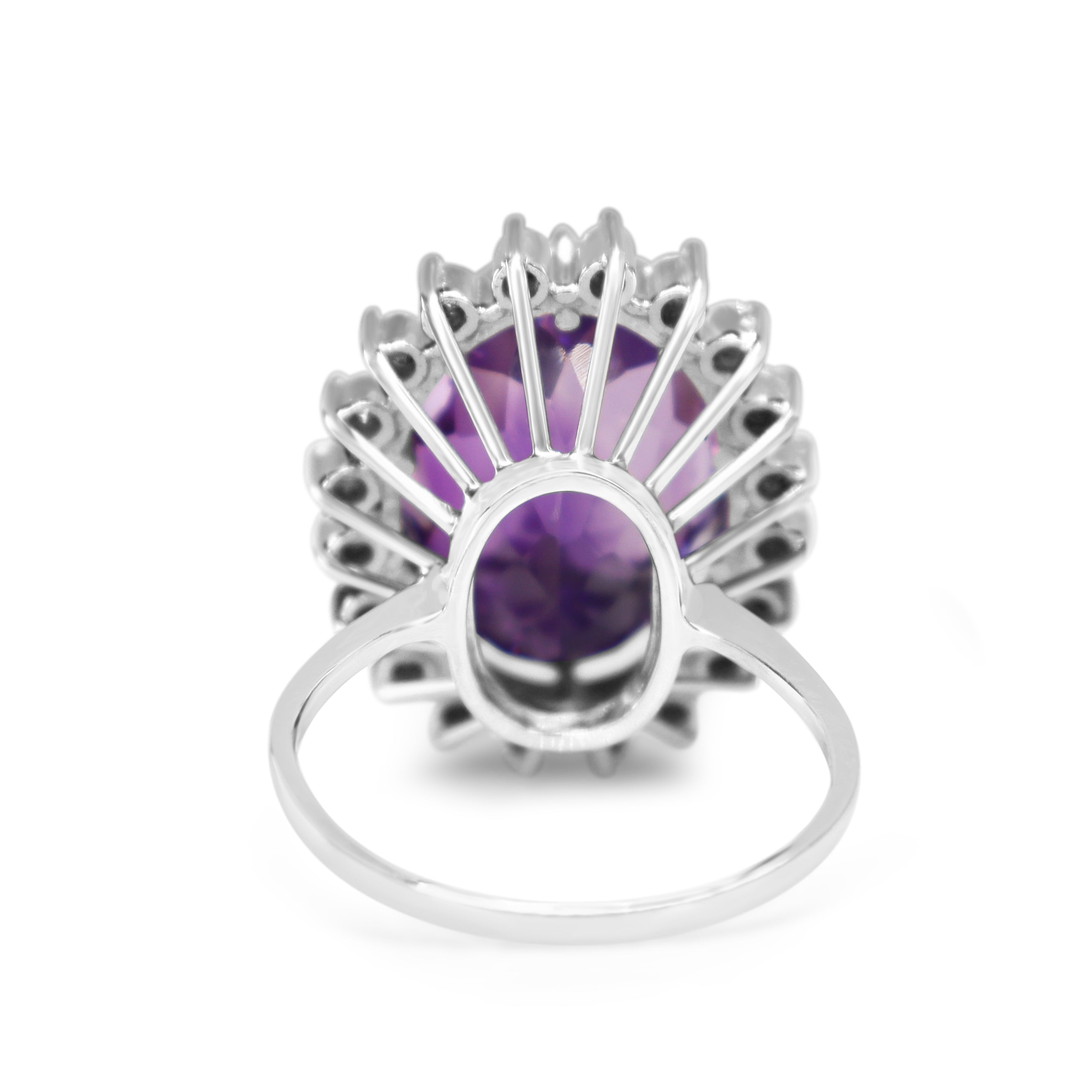 18ct White Gold Amethyst and Diamond Halo Cocktail Ring