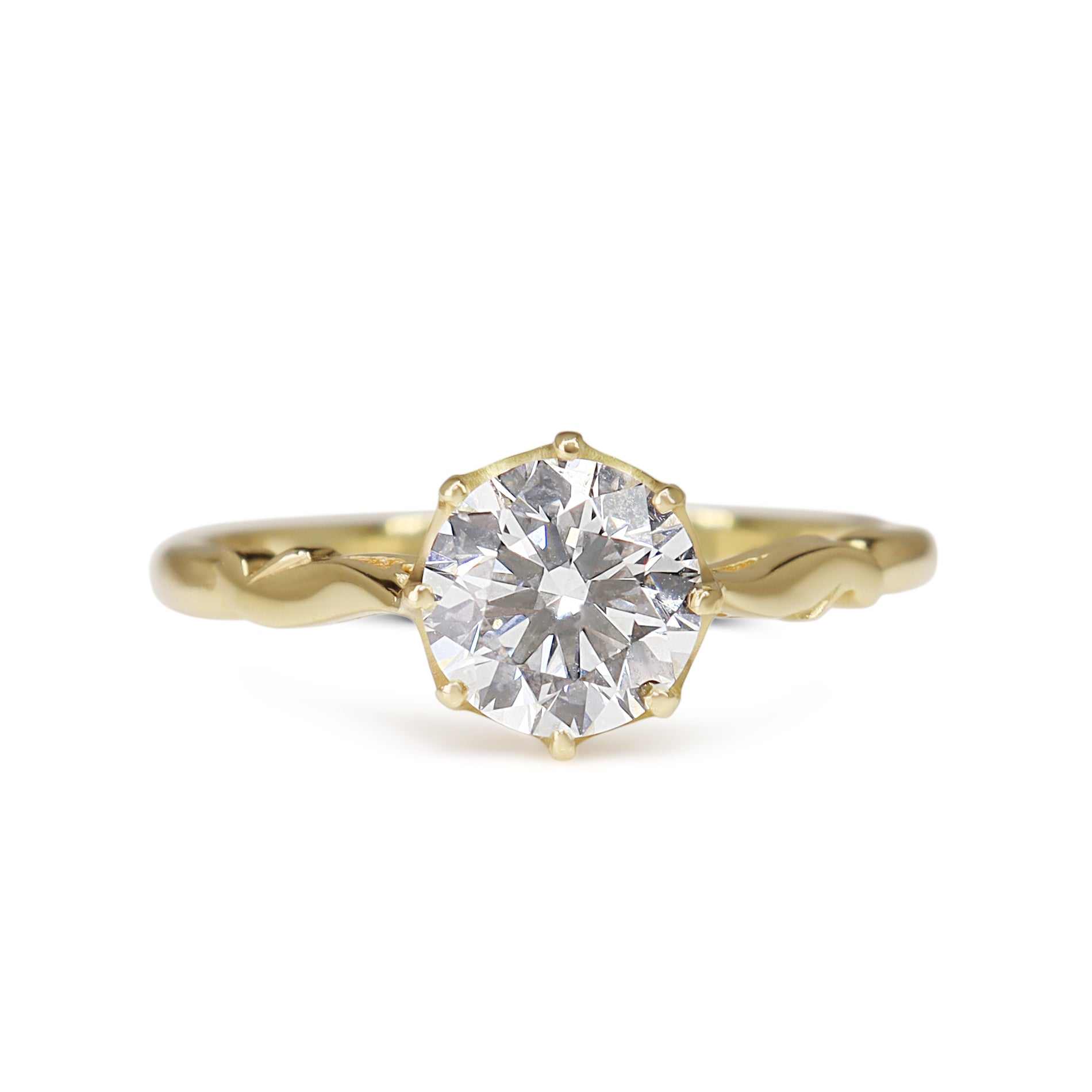 18ct Yellow Gold 1.25ct Vintage Style Lab Grown Diamond Solitaire Ring