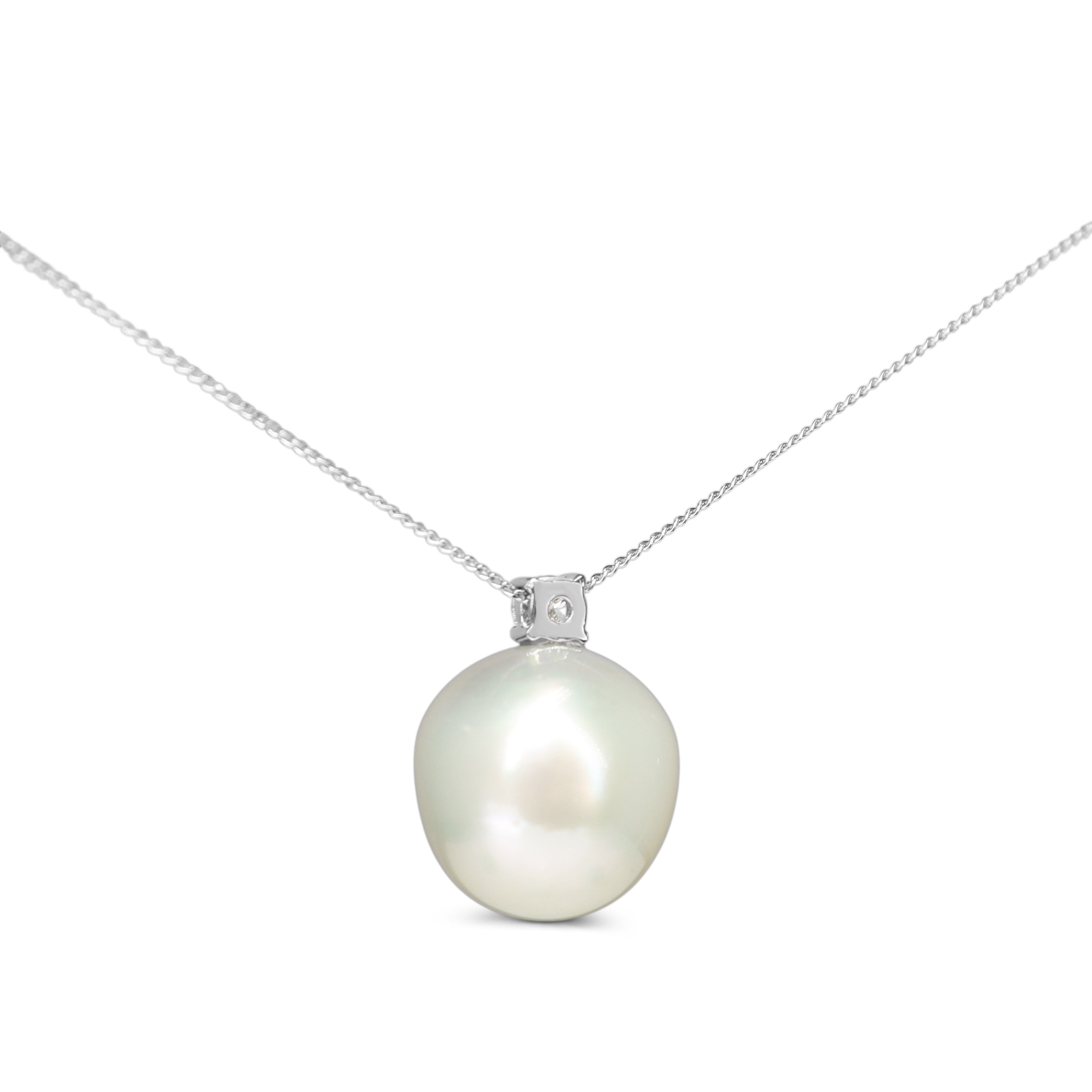 Platinum 13mm South Sea Pearl and Diamond Necklace