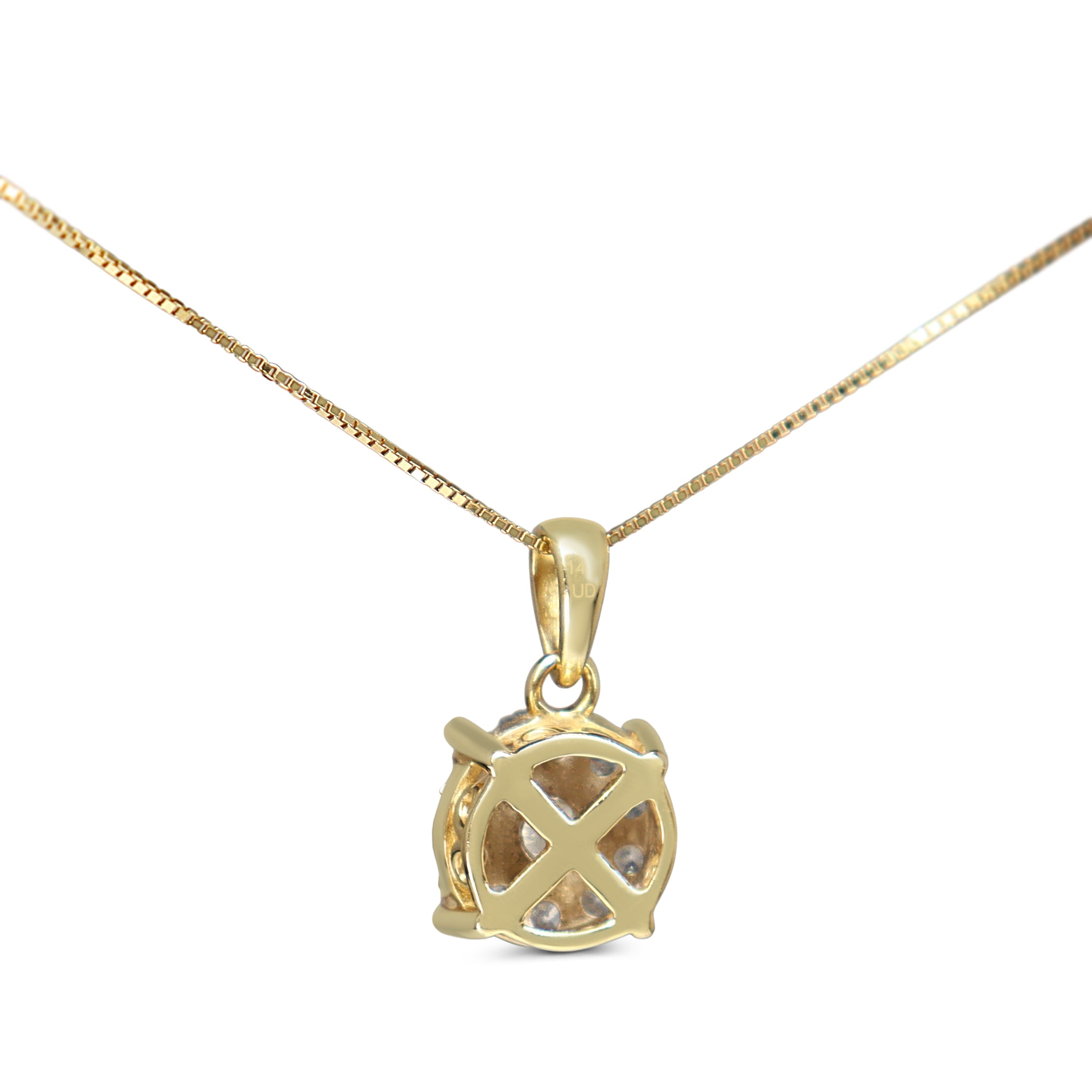 14ct Yellow and White Gold Diamond Cluster Necklace