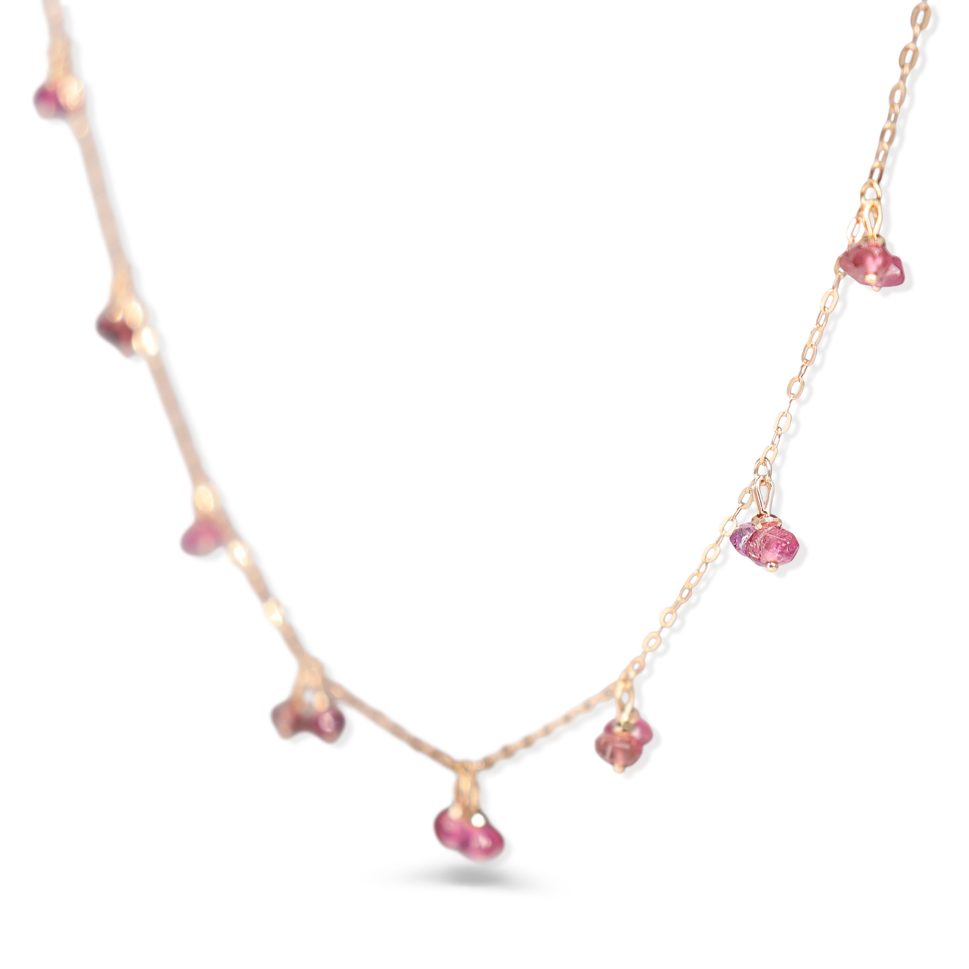 18ct Rose Gold Tourmaline Faceted Bead Necklace