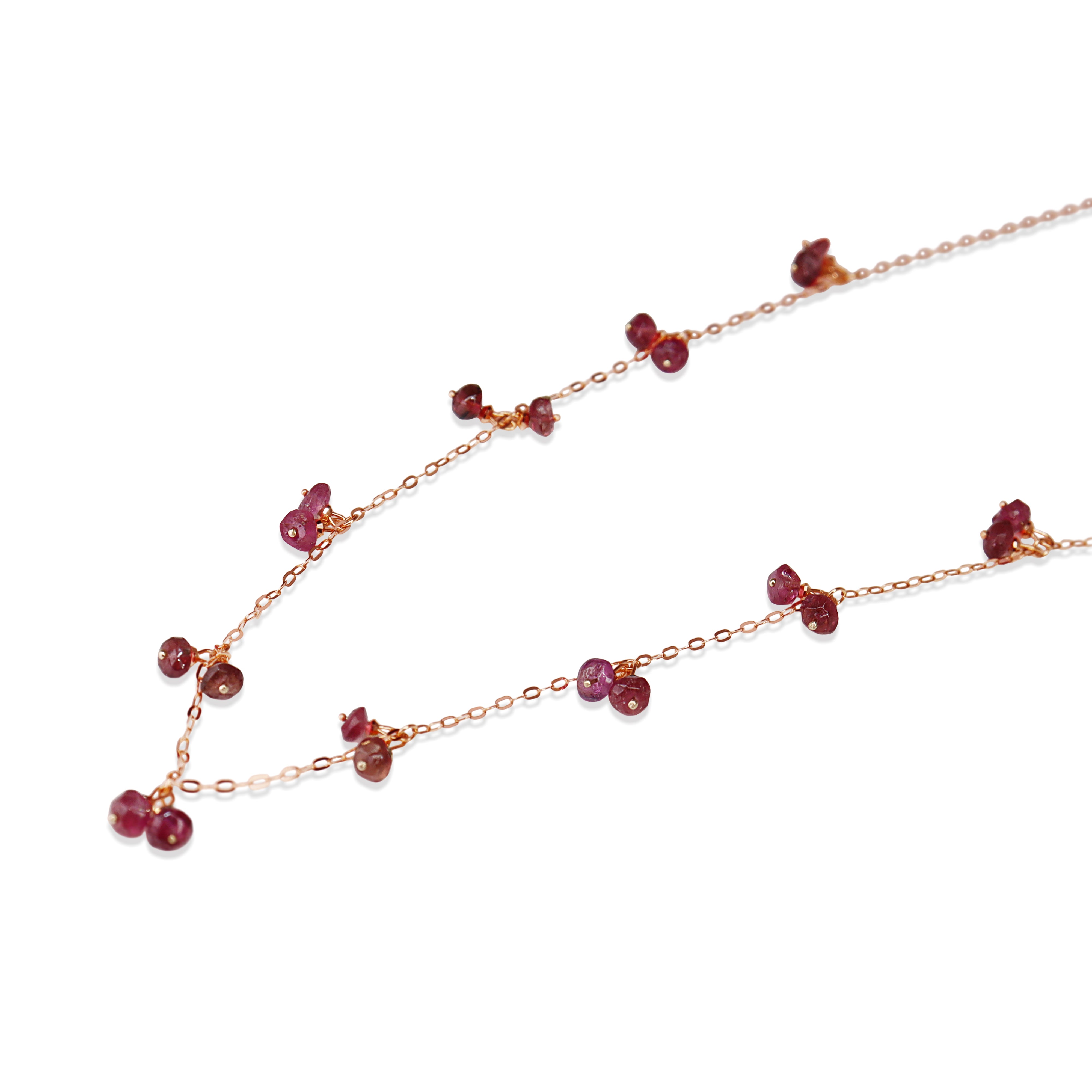 18ct Rose Gold Tourmaline Faceted Bead Necklace