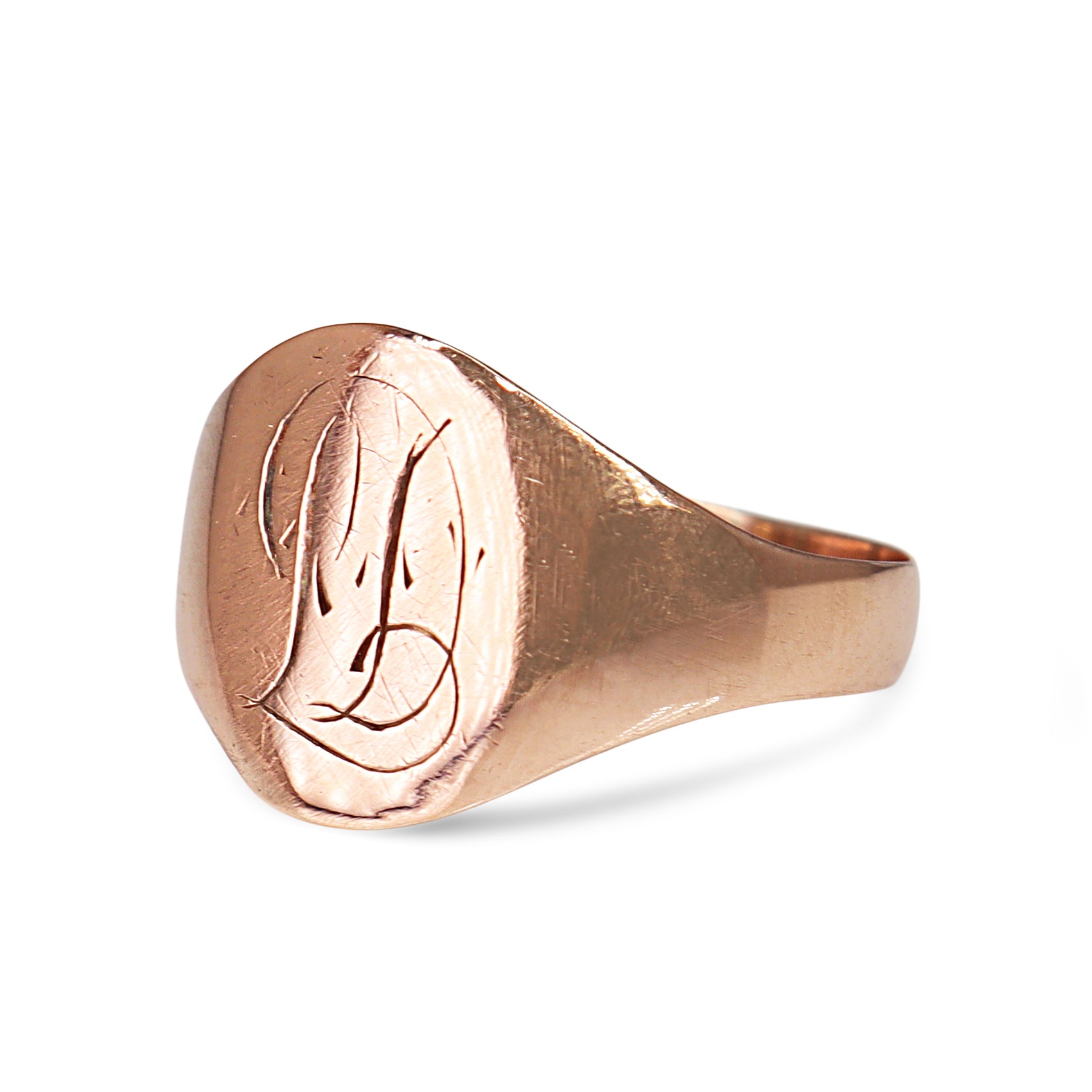 9ct Rose Gold Vintage Engraved Signet Ring