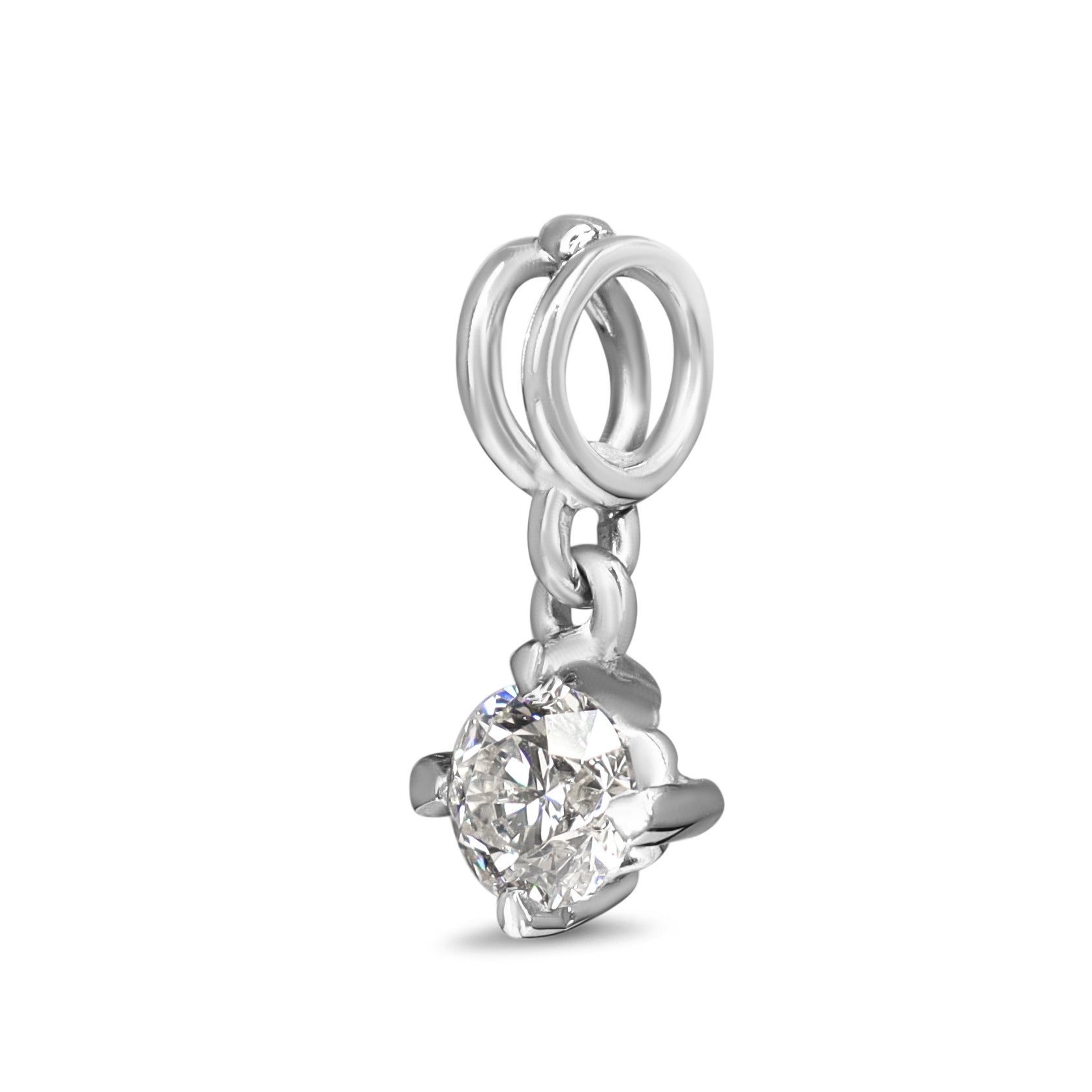 18ct White Gold Diamond Pendant with Compass Style Claws