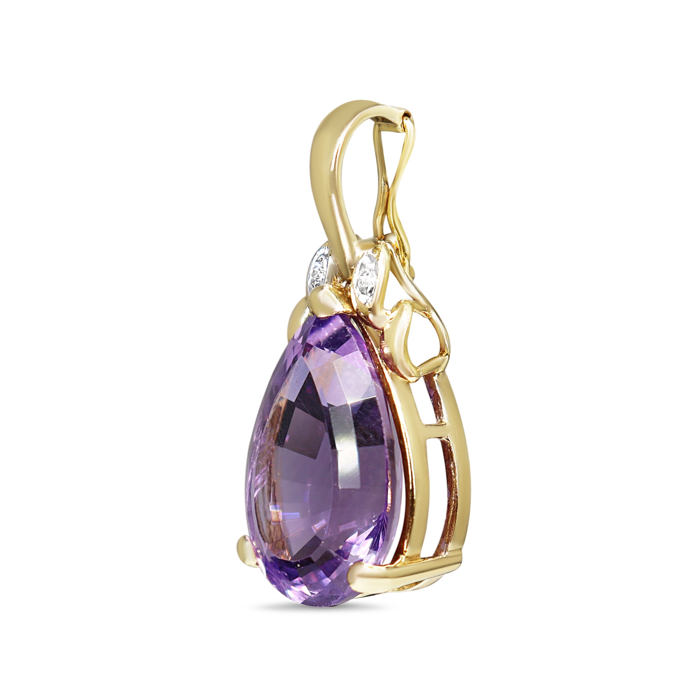 14ct Yellow Gold Amethyst and Diamond Enhancer Pendant