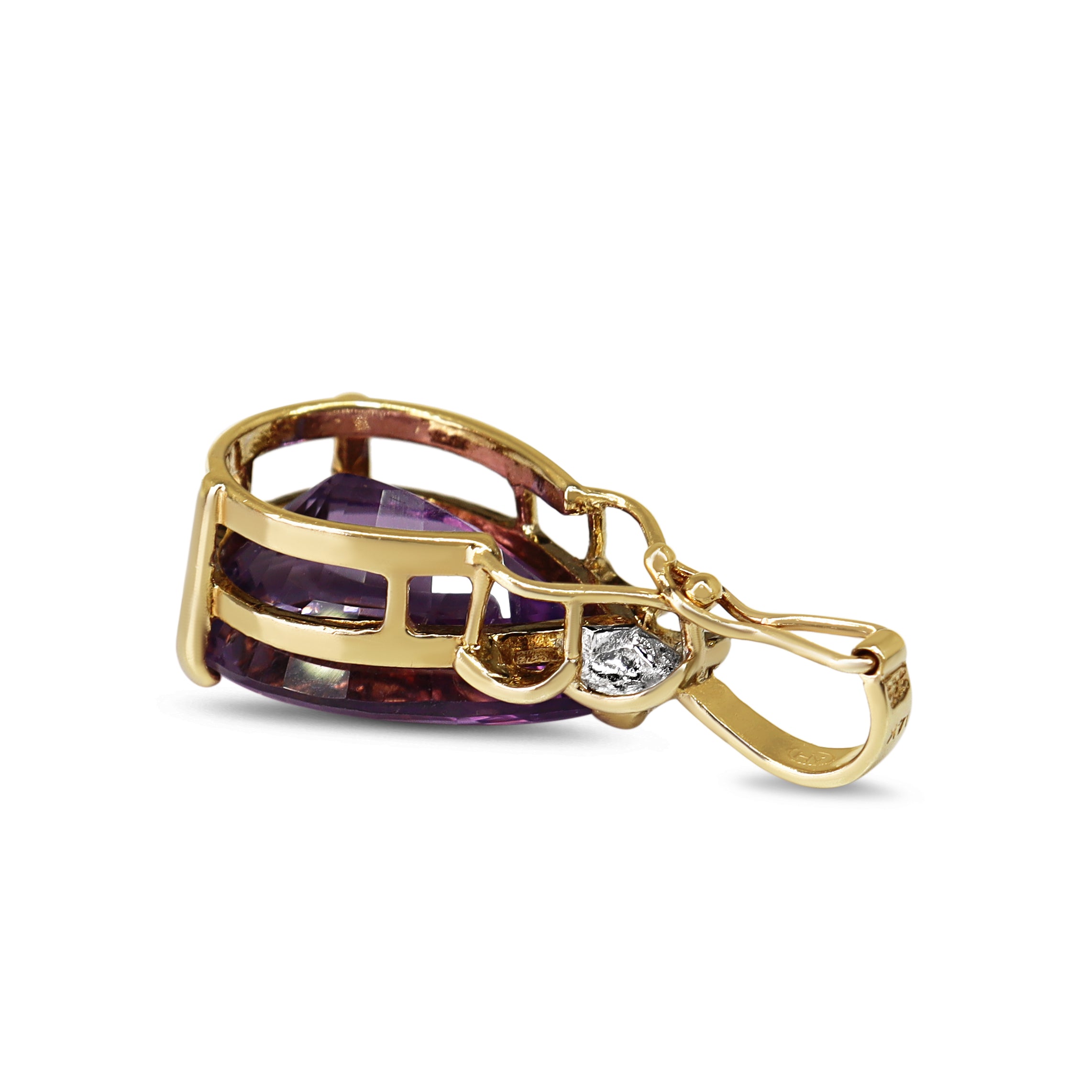 14ct Yellow Gold Amethyst and Diamond Enhancer Pendant