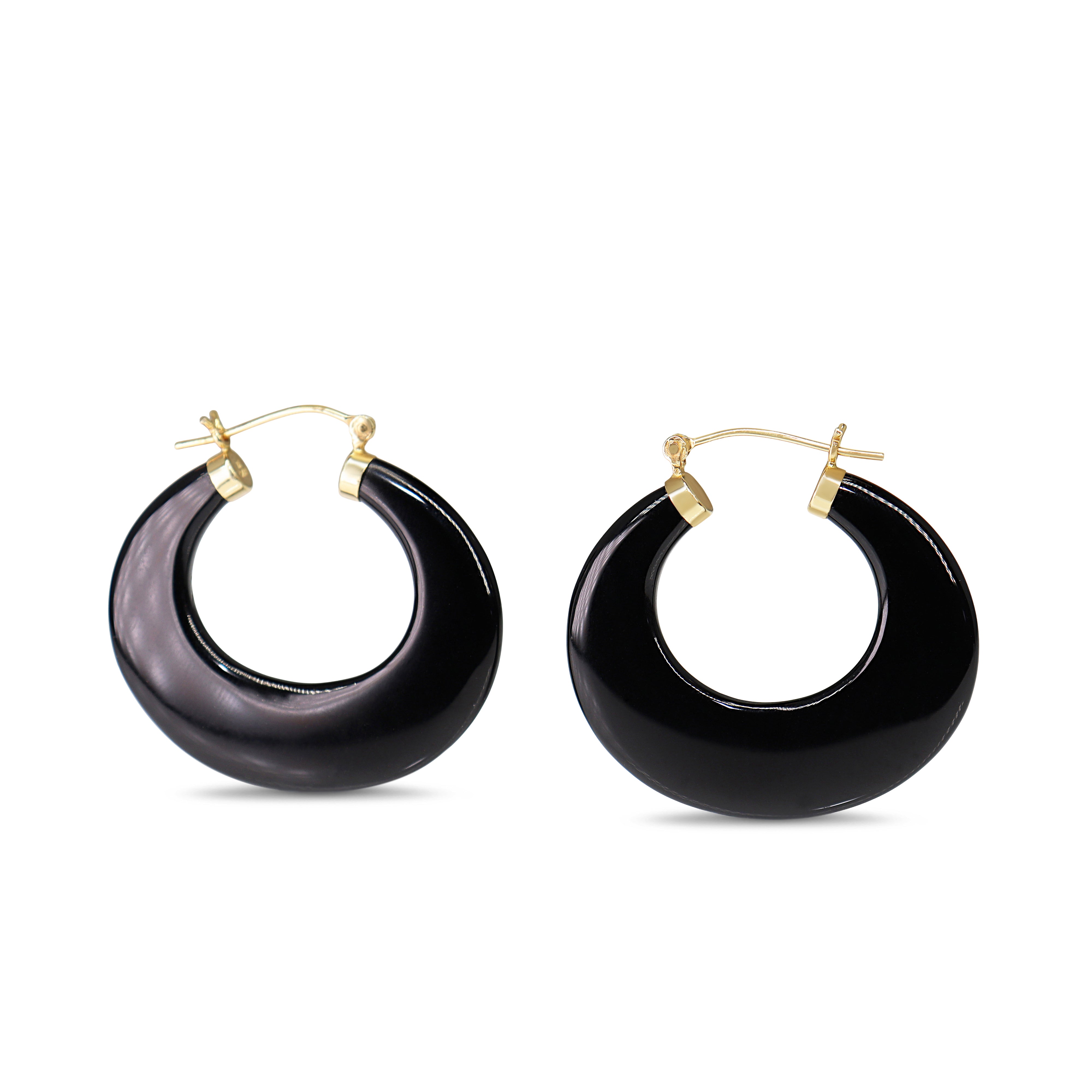 14ct Yellow Gold Onyx, Citrine, Peridot, Topaz and Quartz Hoop Earrings