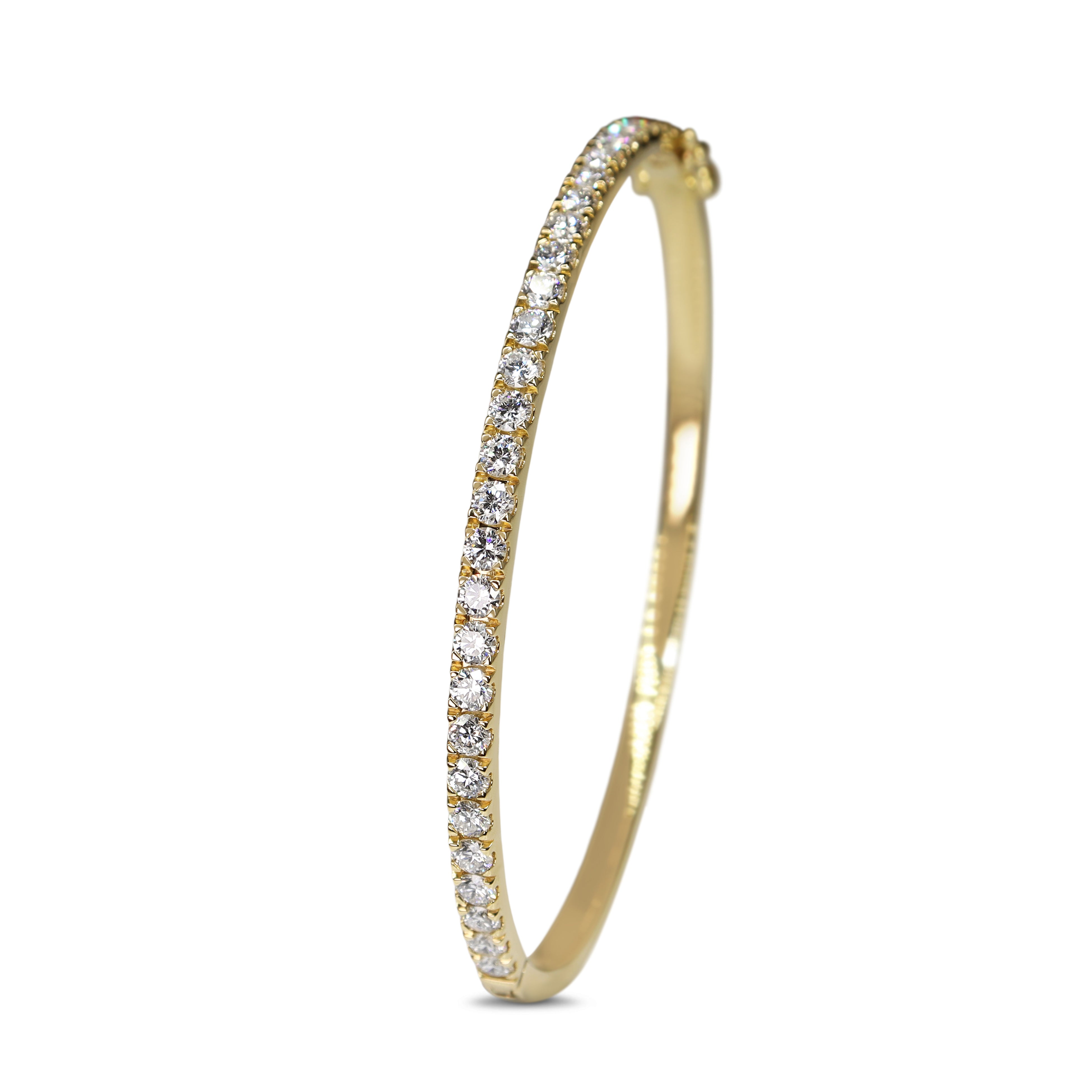 9ct Yellow Gold 2.60ct Diamond Hinged Bangle