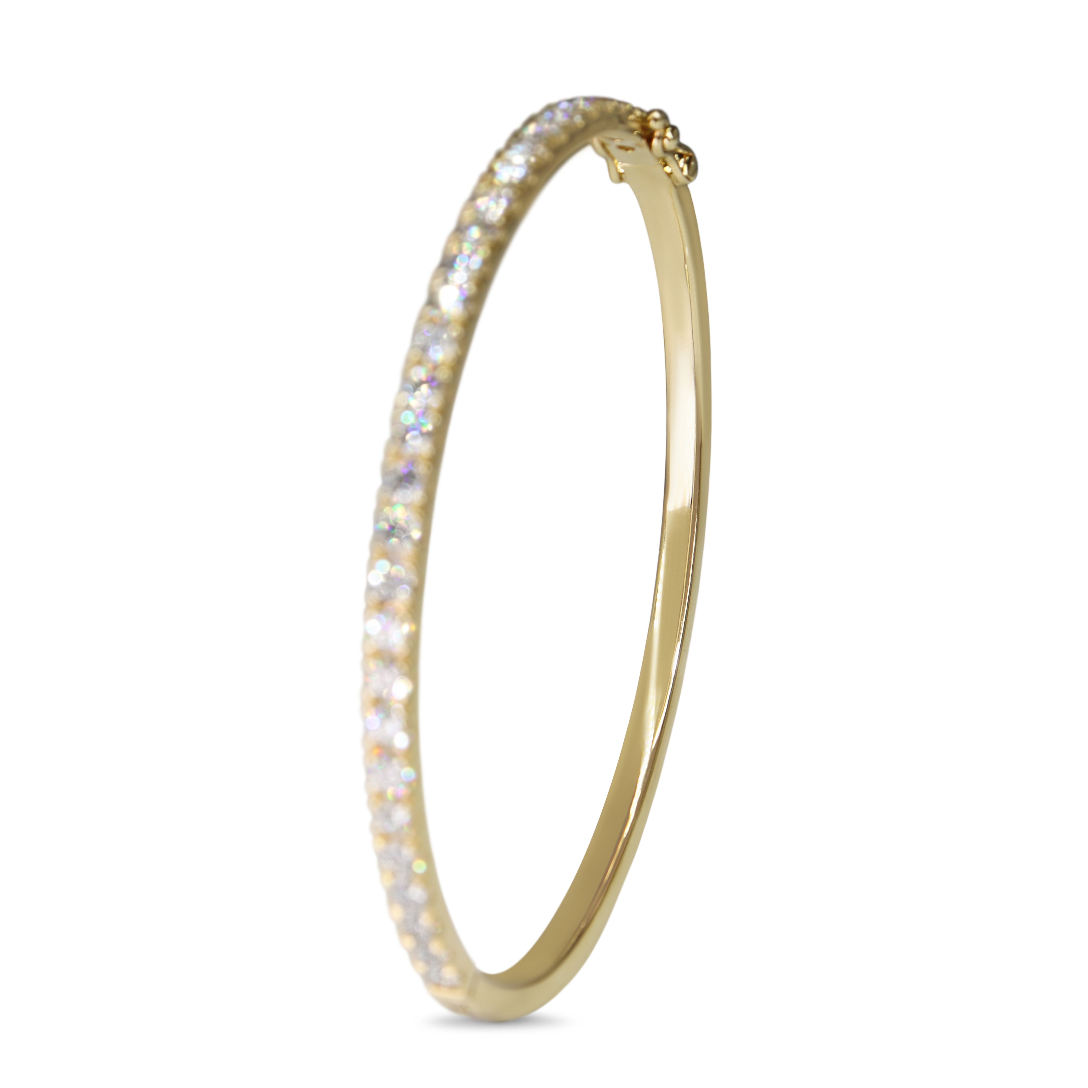 9ct Yellow Gold 2.60ct Diamond Hinged Bangle