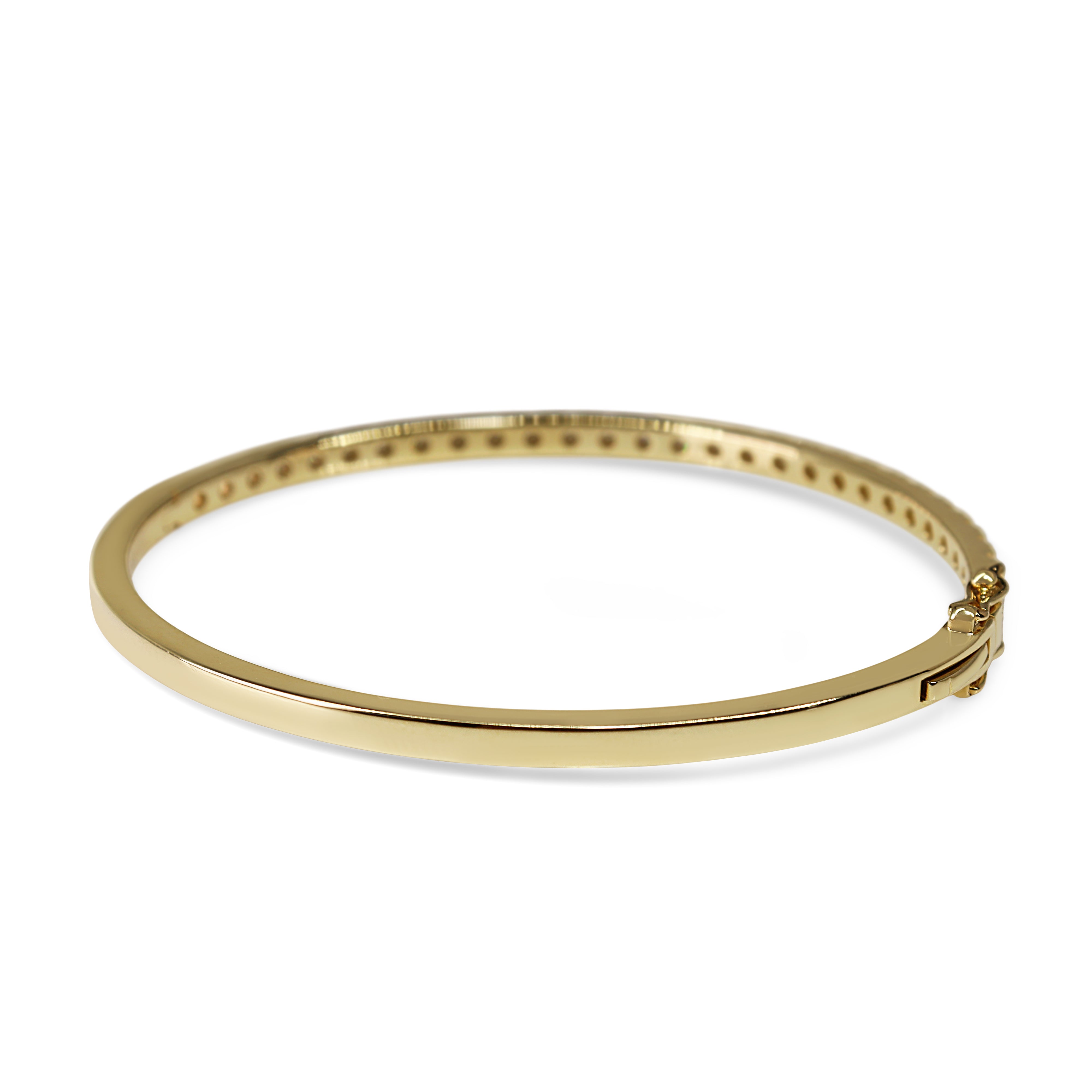 9ct Yellow Gold 2.60ct Diamond Hinged Bangle
