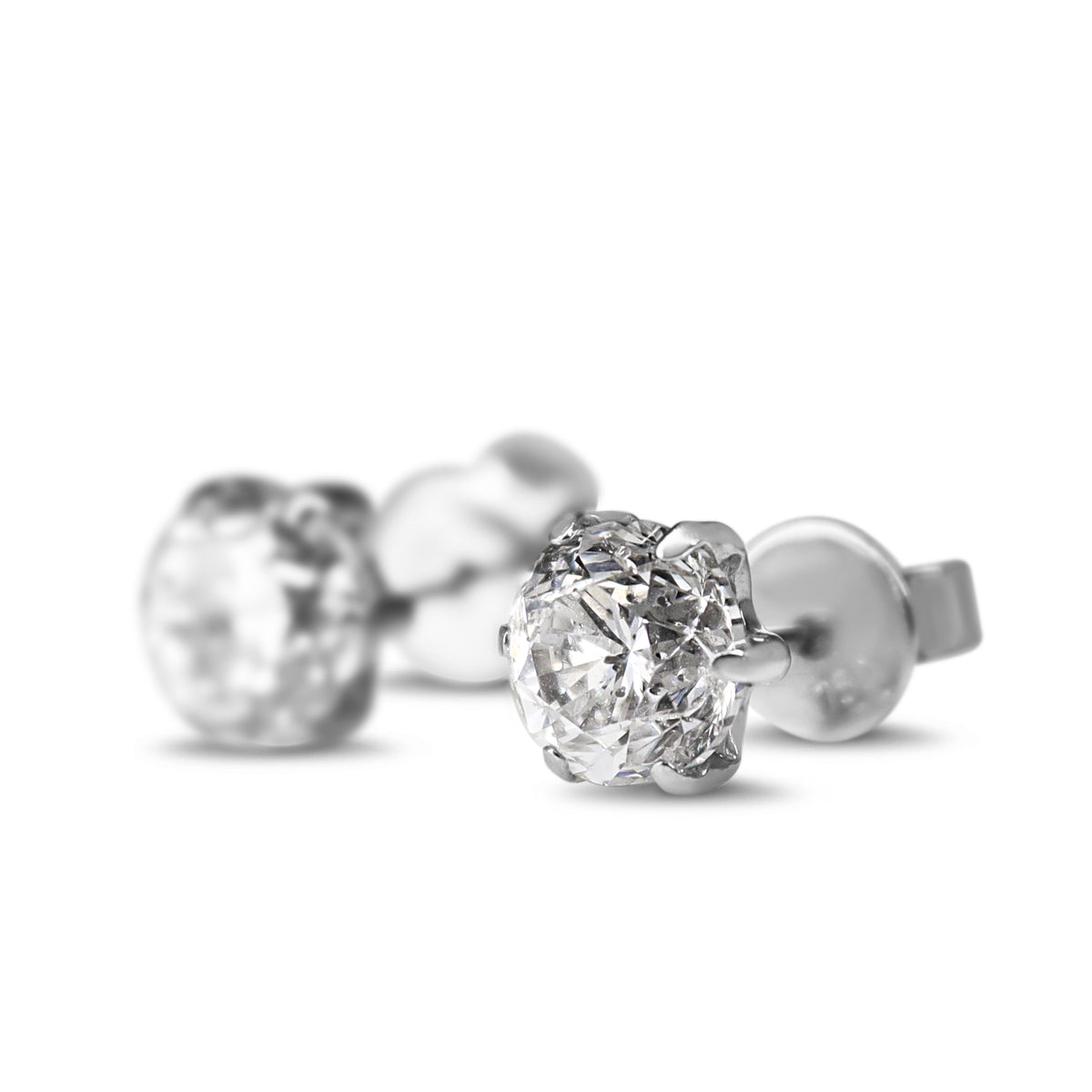 Platinum 2.00ct 6 Claw Diamond Stud Earrings with 18ct White Gold Backs
