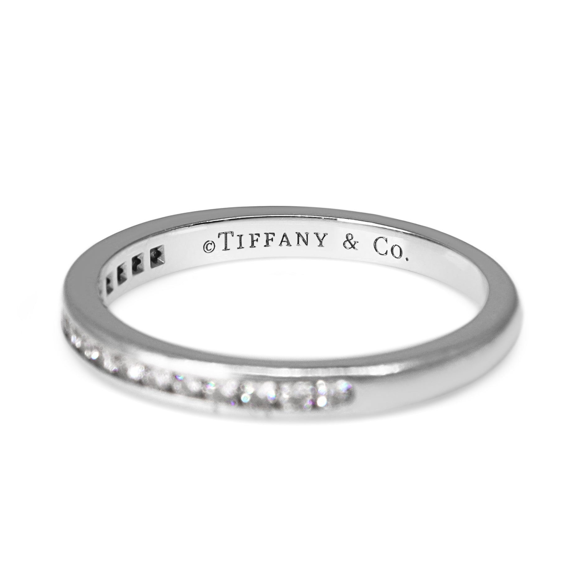 Platinum Channel Set Diamond Band - Engraved Tiffany and Co