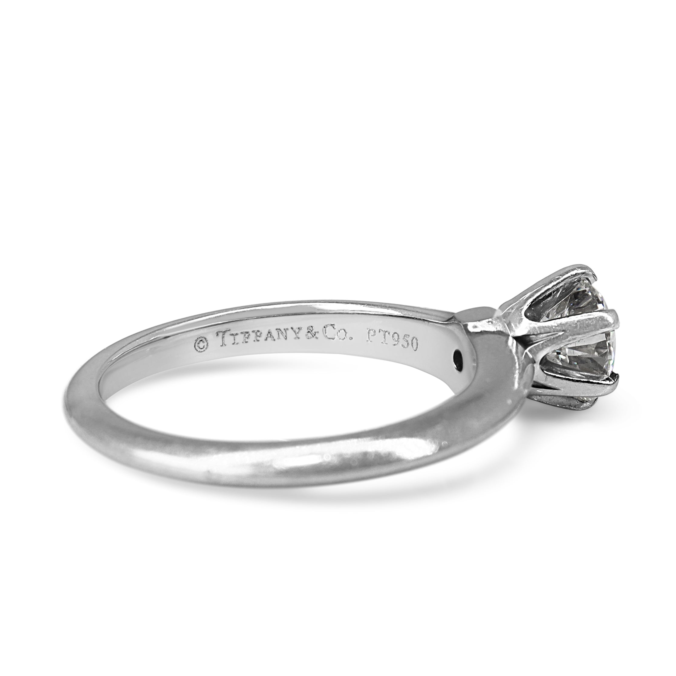 Platinum .80ct Diamond Solitaire Ring - Engraved Tiffany and Co