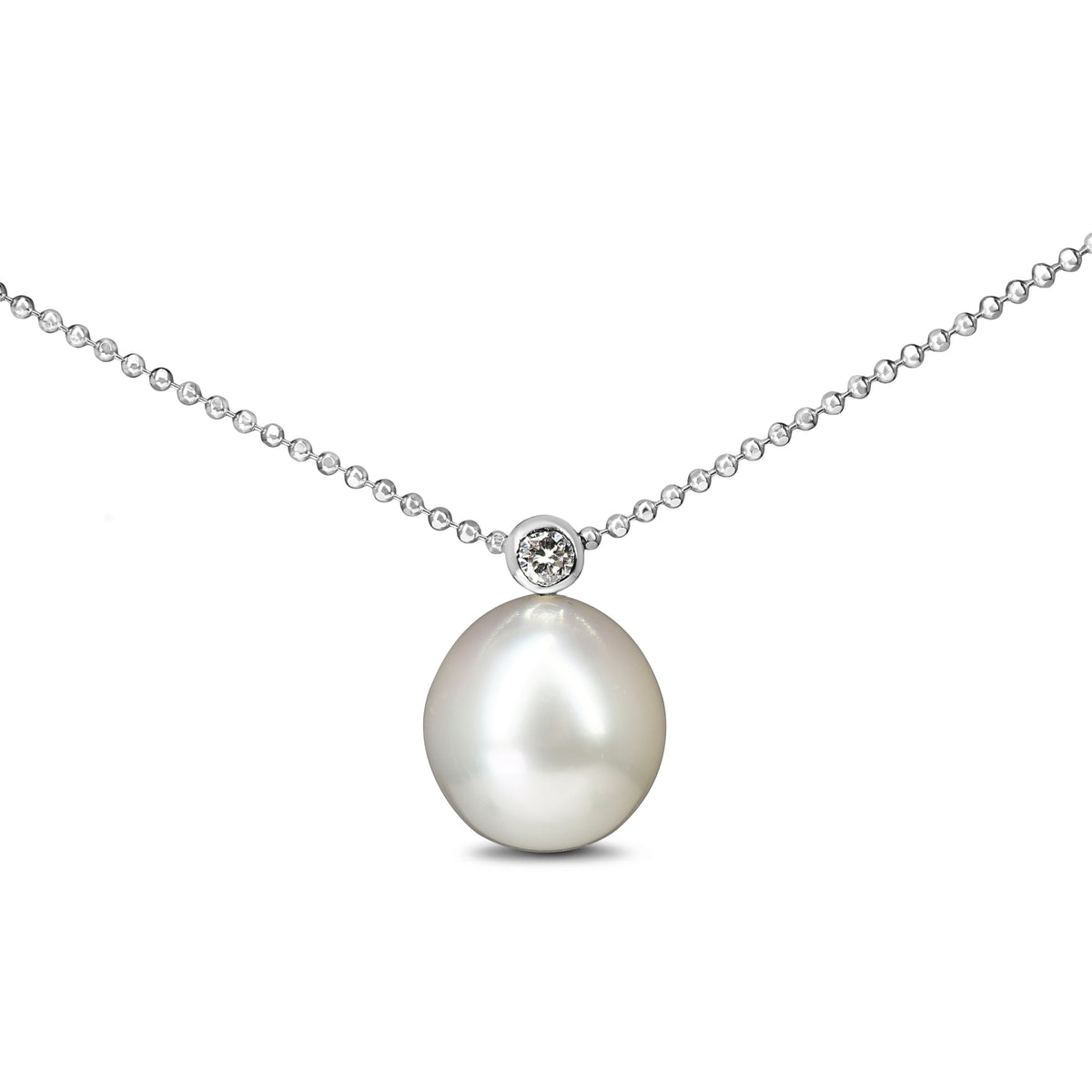 Platinum 12.5mm South Sea Pearl and Diamond Necklace
