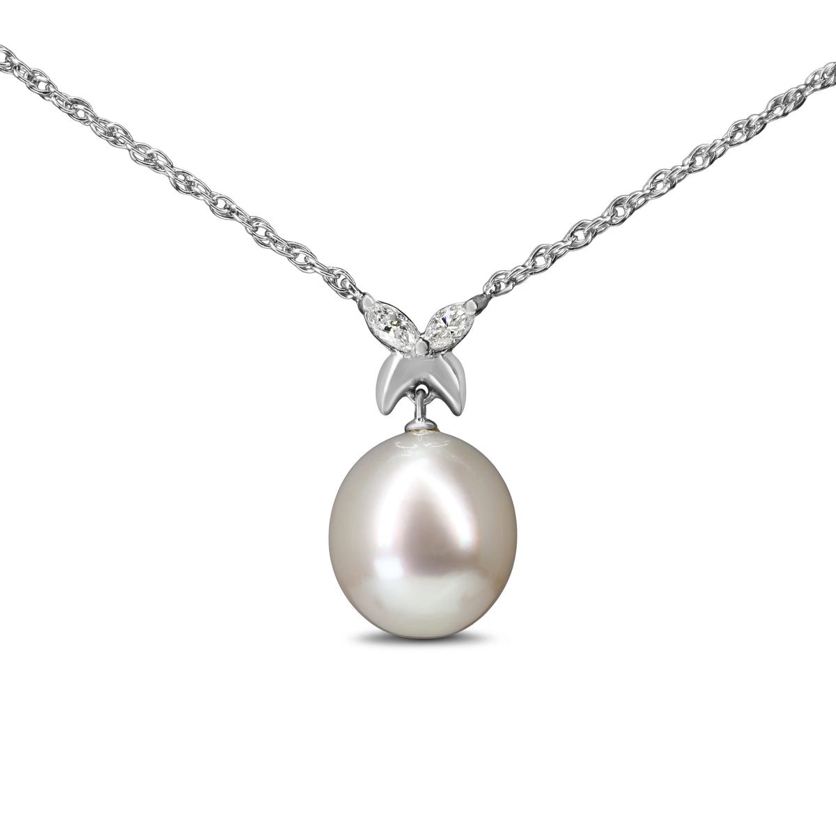 Platinum 12.5mm South Sea Pearl and Diamond Necklace