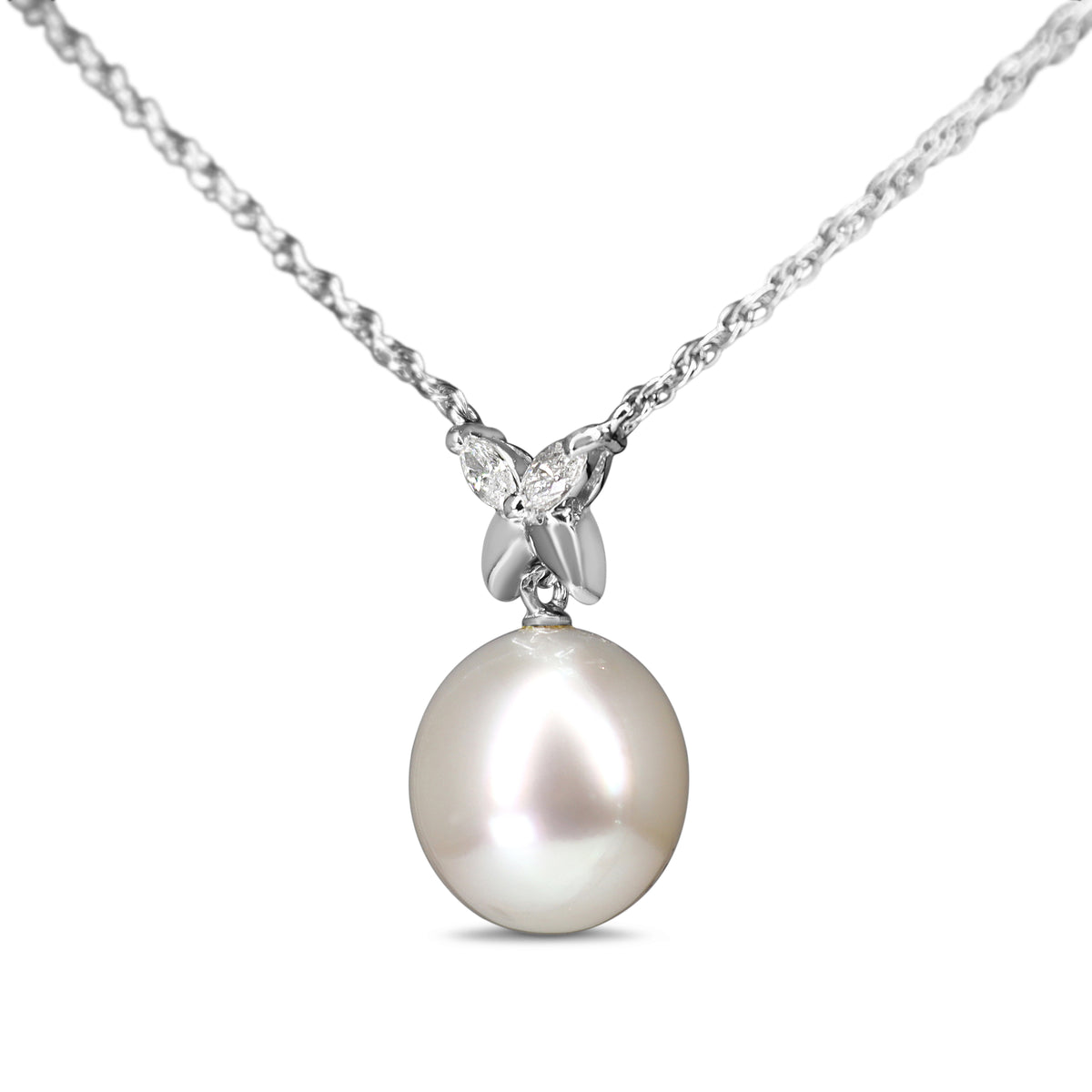 Platinum 12.5mm South Sea Pearl and Diamond Necklace