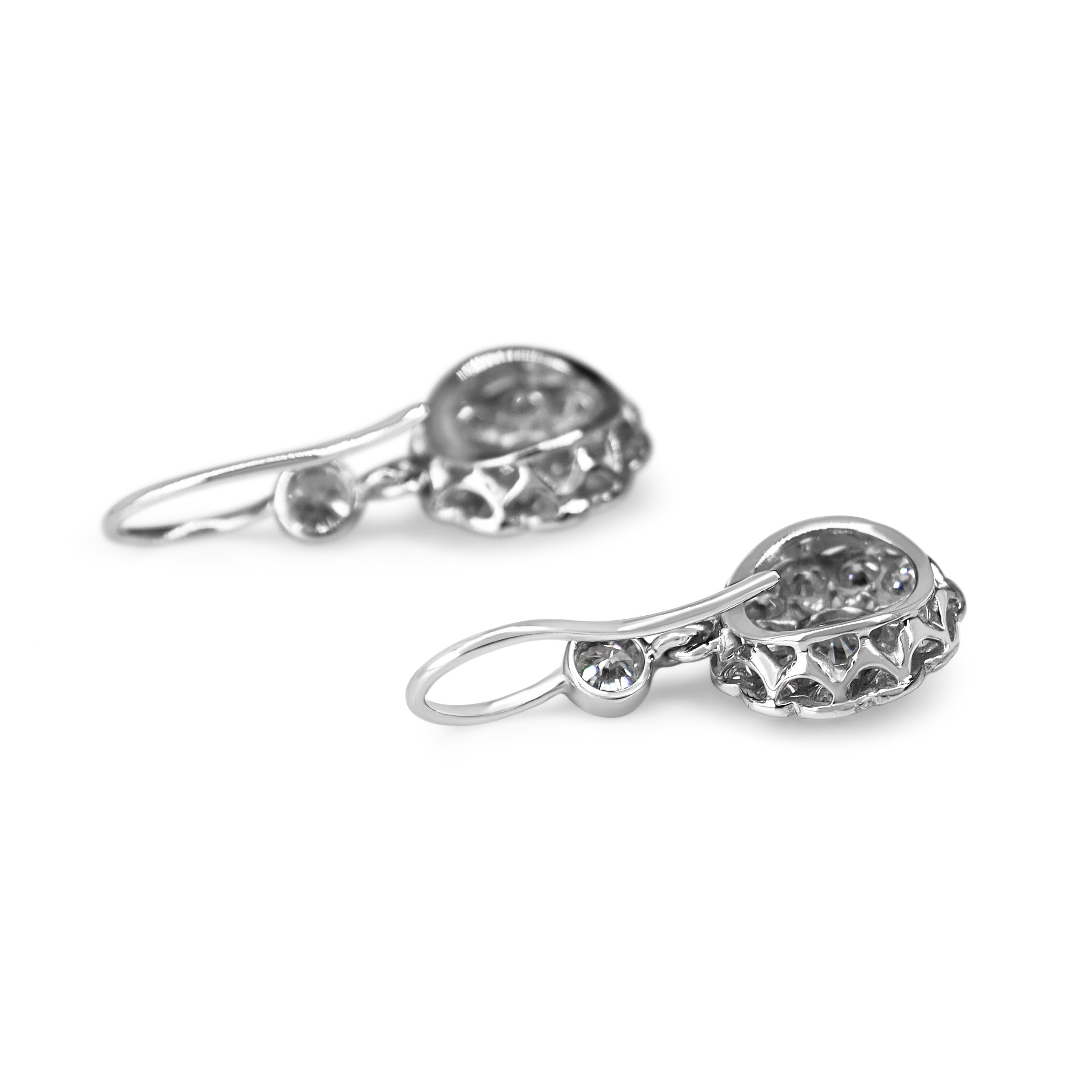 18ct White Gold Diamond Drop Deco Style Earrings