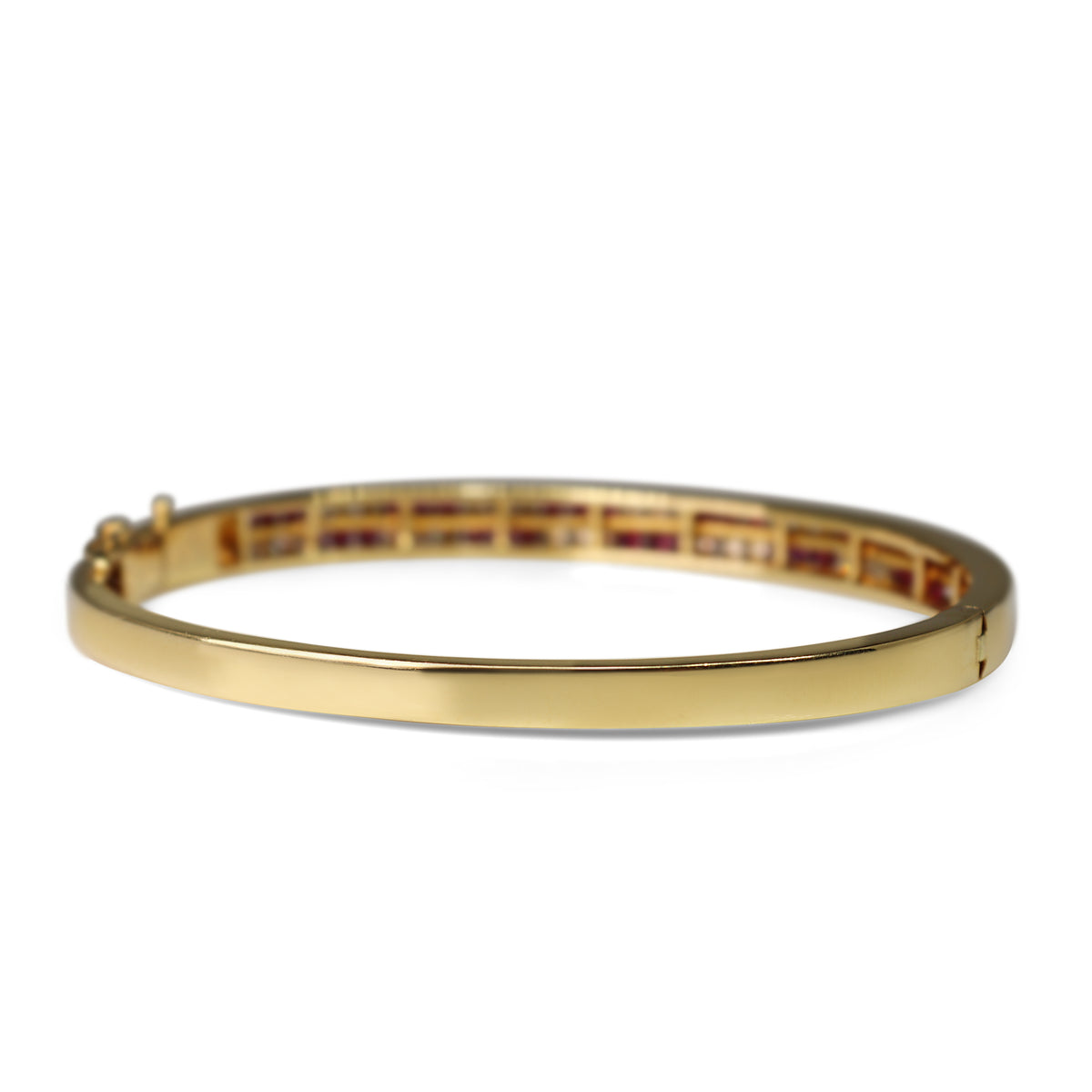 18ct Yellow Gold Ruby and Diamond Channel Set Bangle