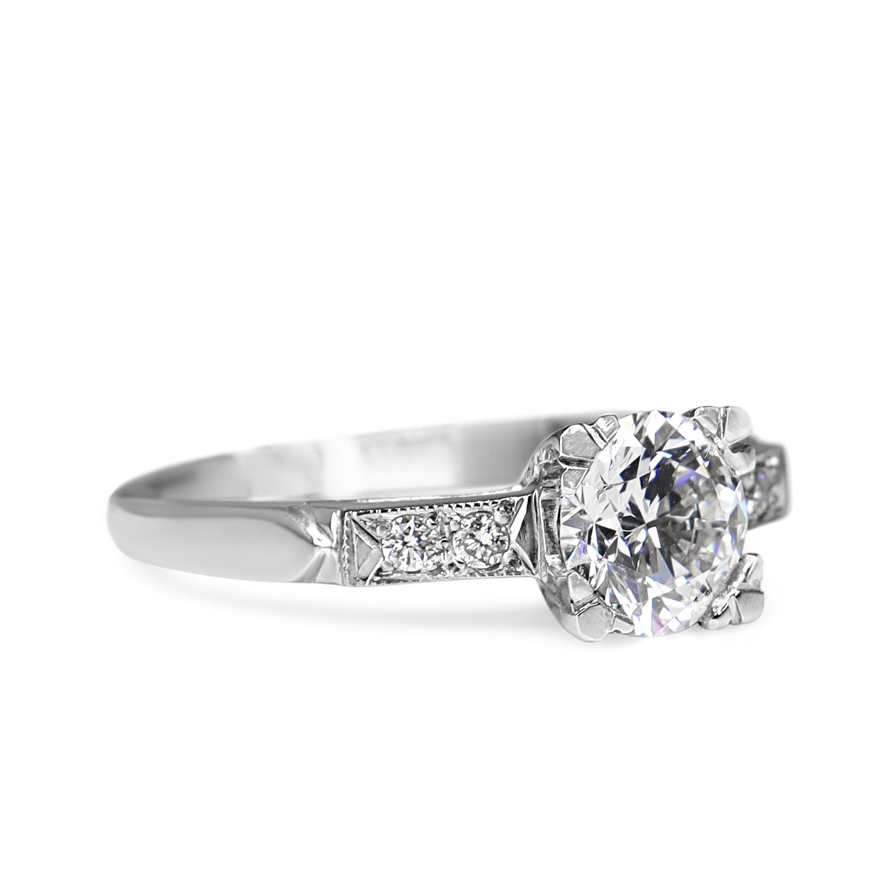 Platinum 1.03ct Lab Grown Vintage Diamond Ring