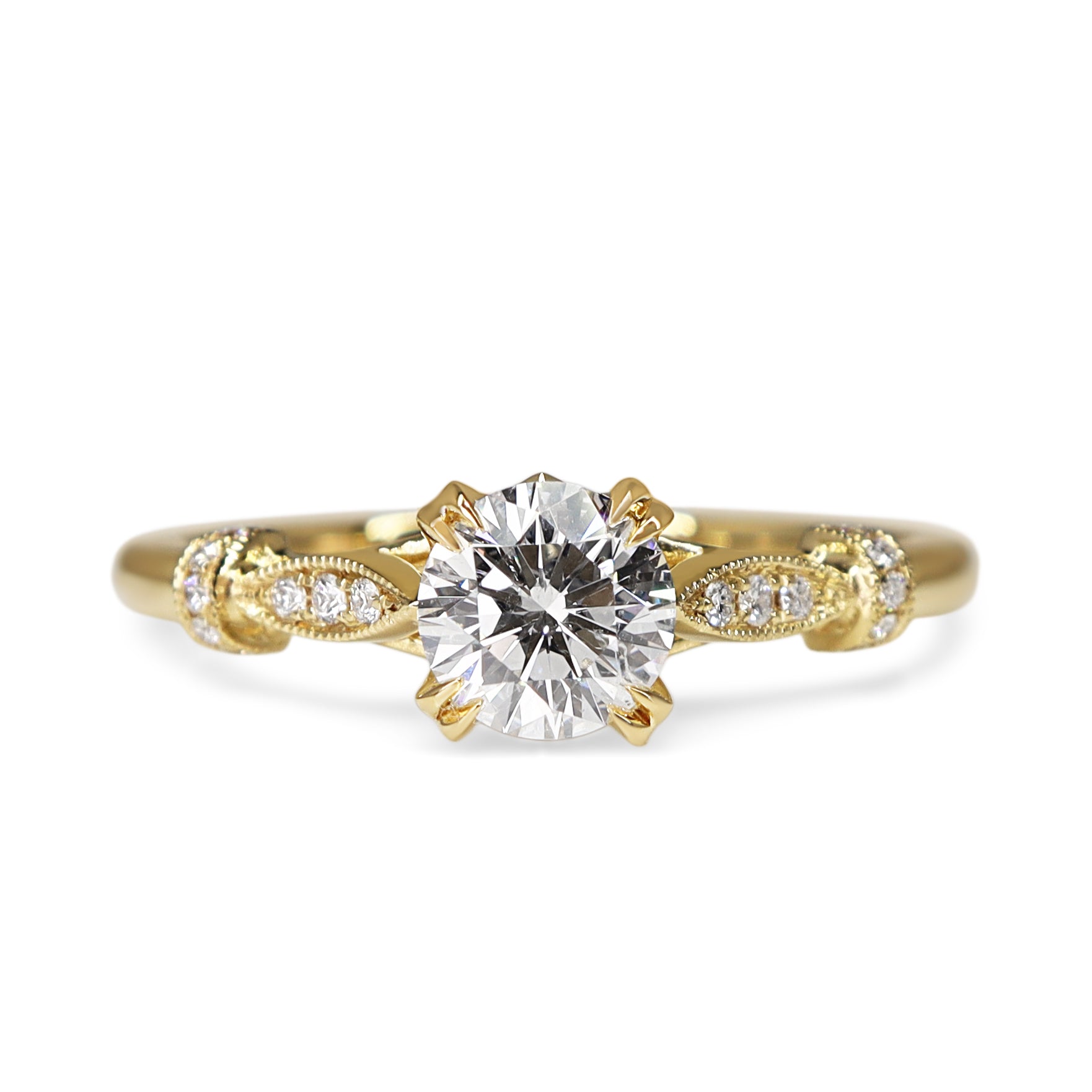 18ct Yellow Gold Vintage Style Diamond Solitaire Ring