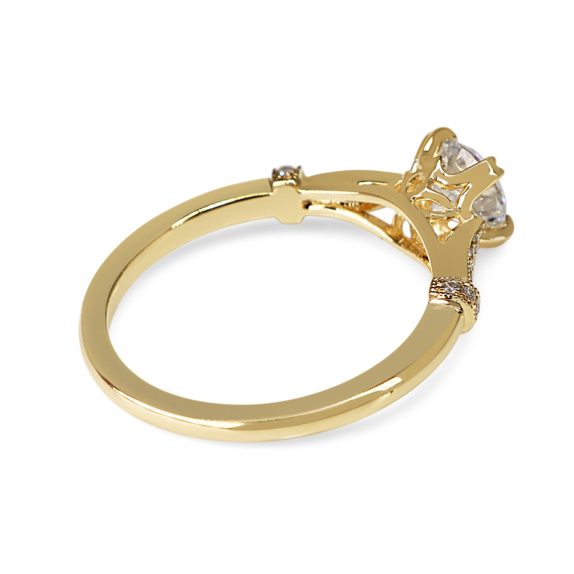 18ct Yellow Gold Vintage Style Diamond Solitaire Ring