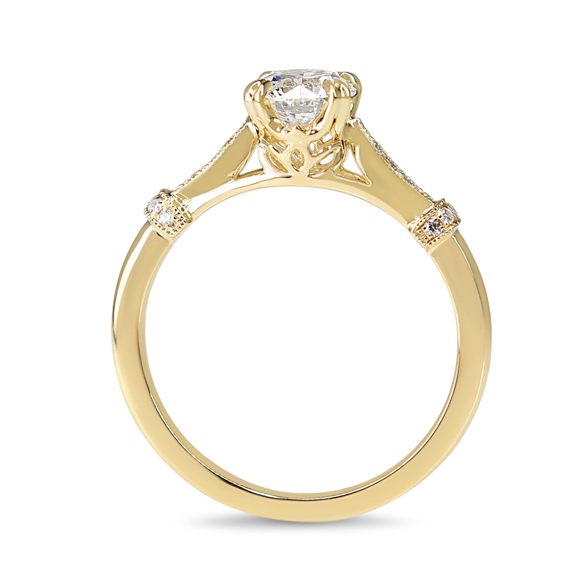 18ct Yellow Gold Vintage Style Diamond Solitaire Ring