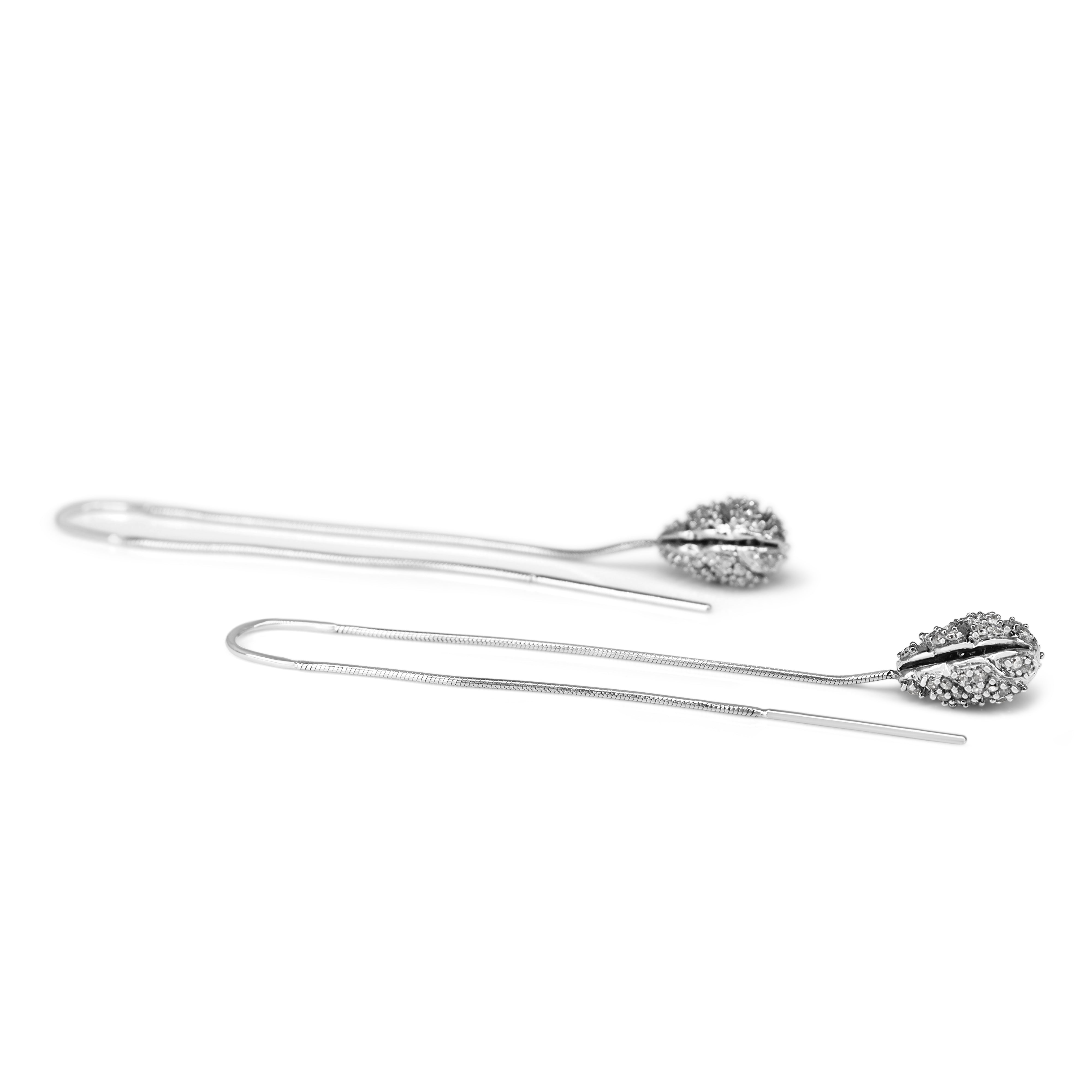 10ct White Gold Diamond Drop Pavé Style Earrings