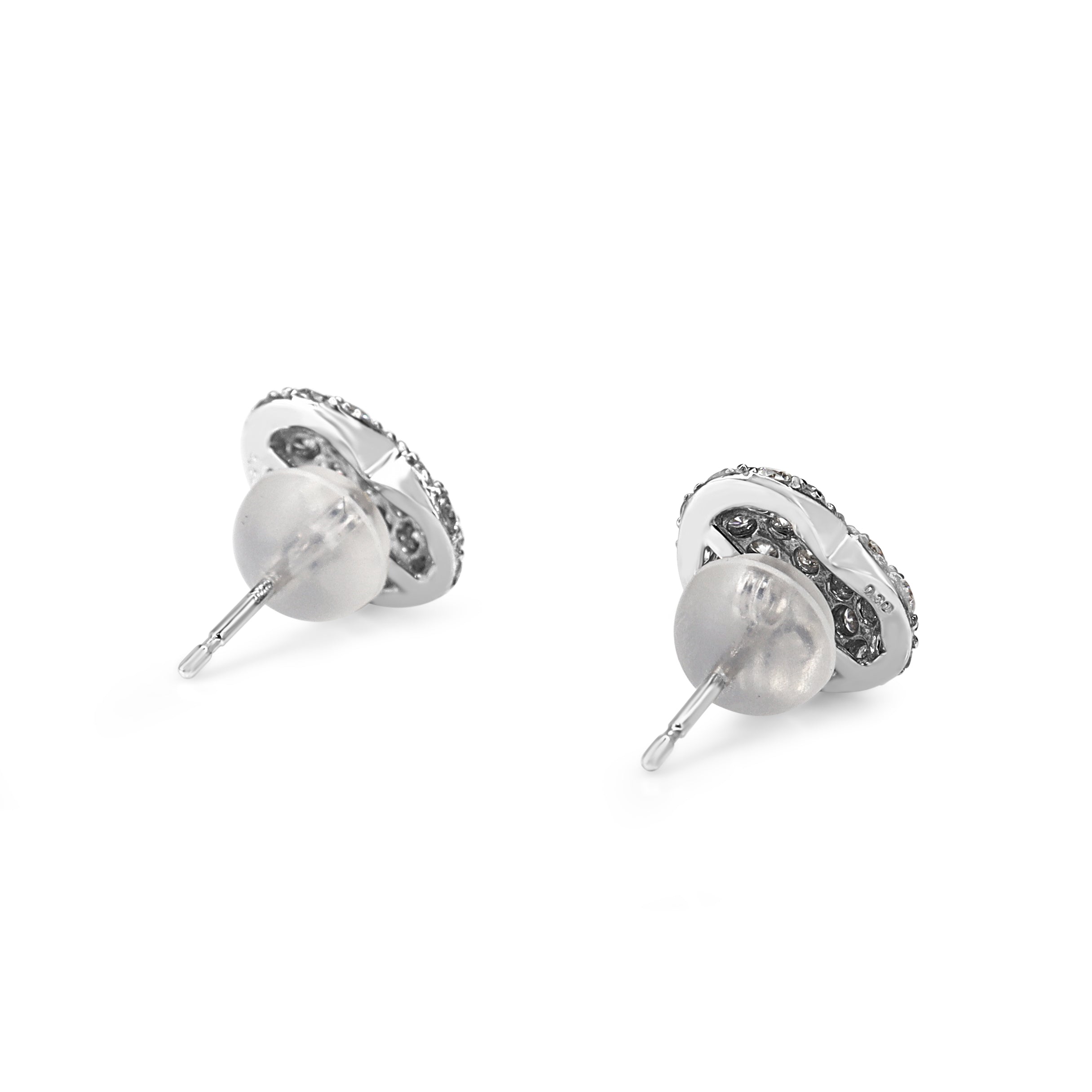 18ct White Gold Pavé Diamond Heart Stud Earrings