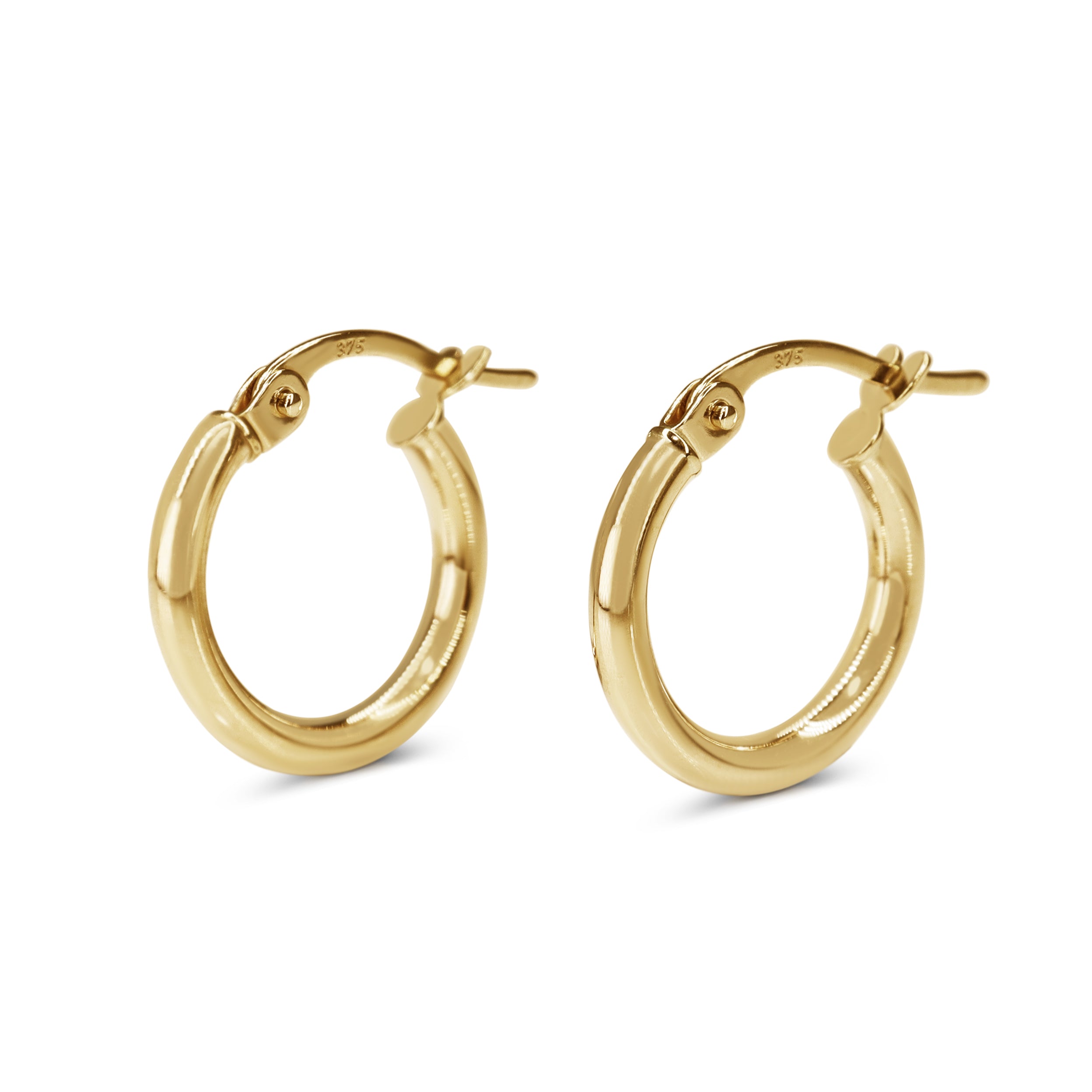 9ct Yellow Gold Thin 15mm Hoop Earrings