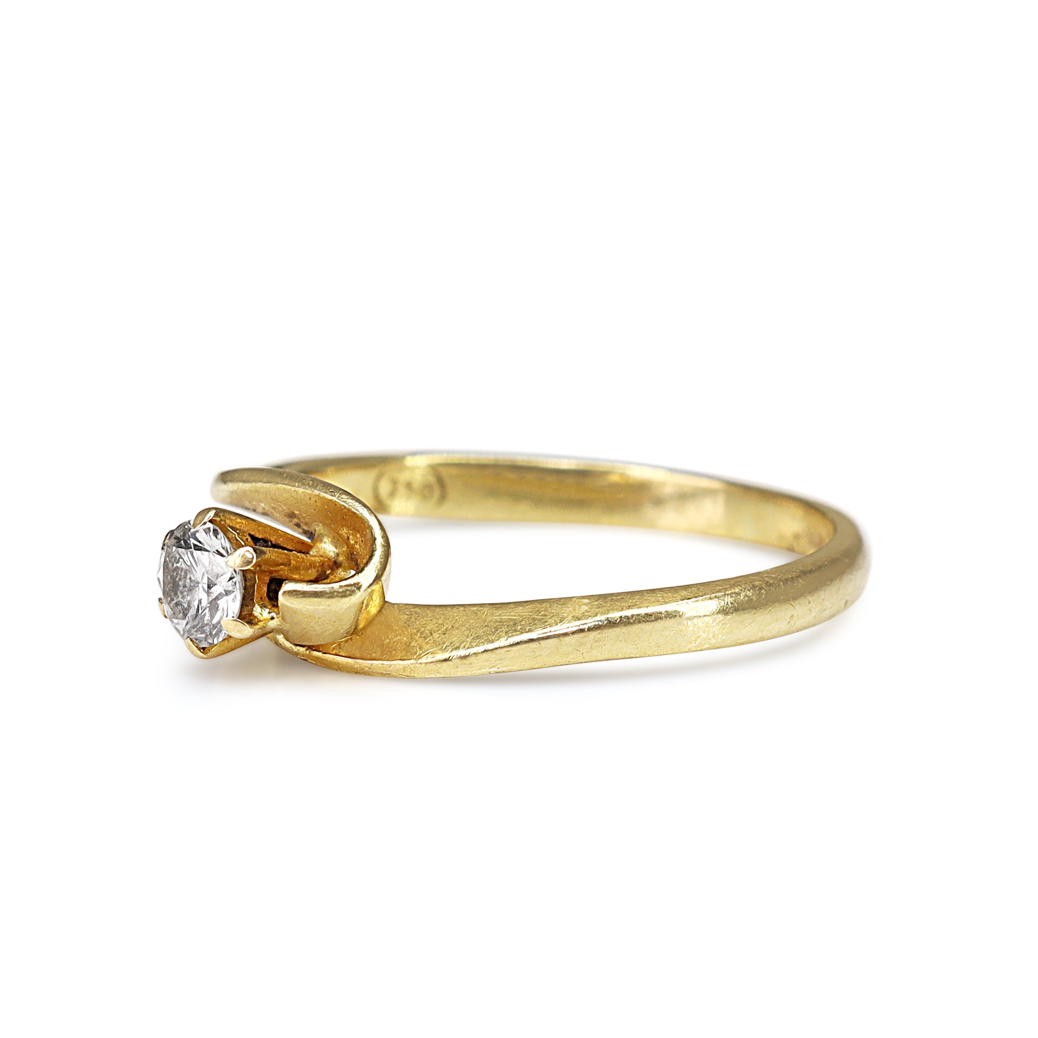 18ct Yellow Gold Twist Diamond Solitaire Ring