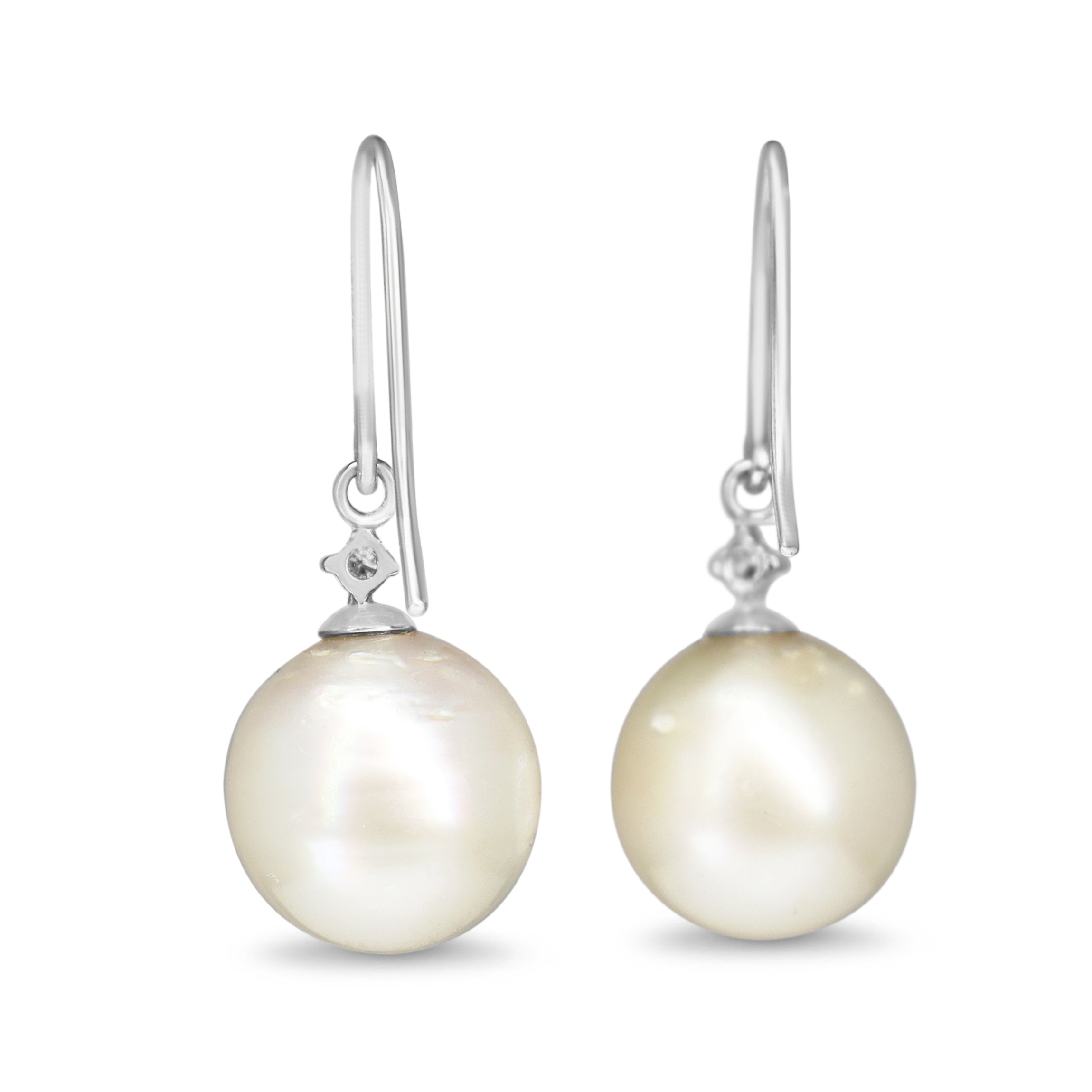 18ct White Gold South Sea 11.5mm Pearl and Diamond Earrings