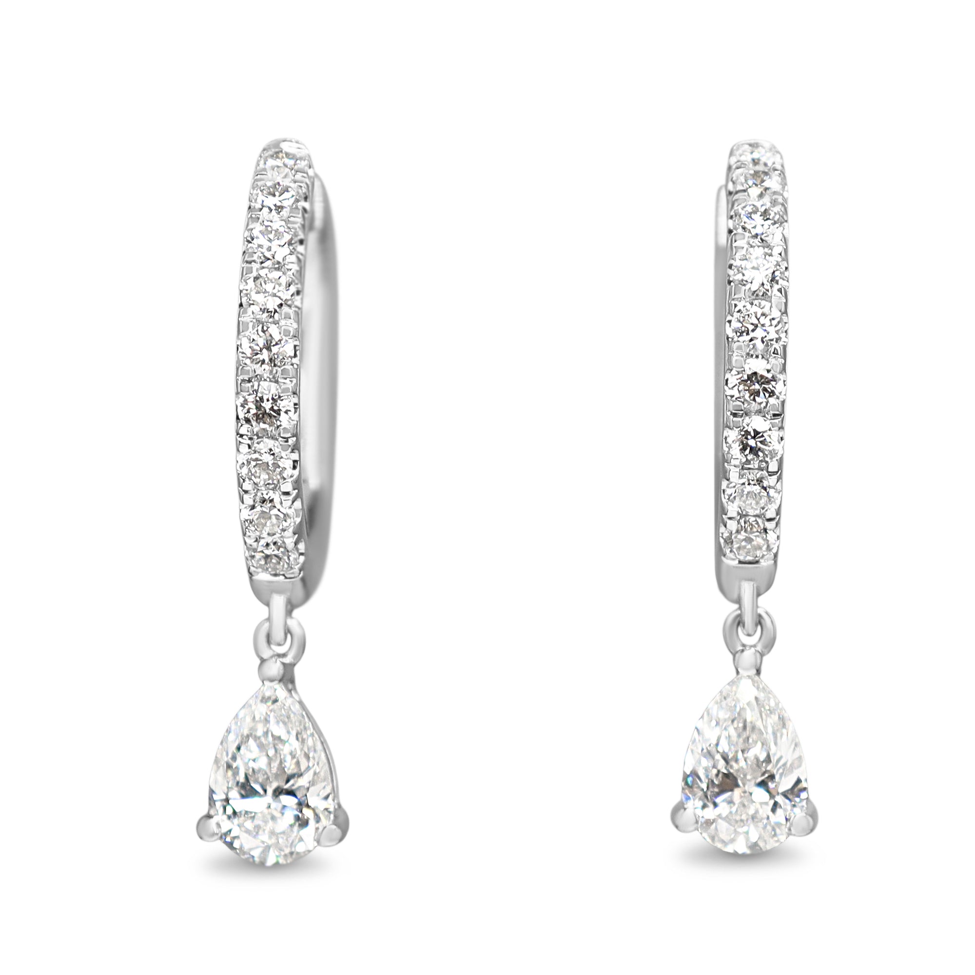 14ct White Gold Lab Grown Pear Cut Diamond Drop Earrings