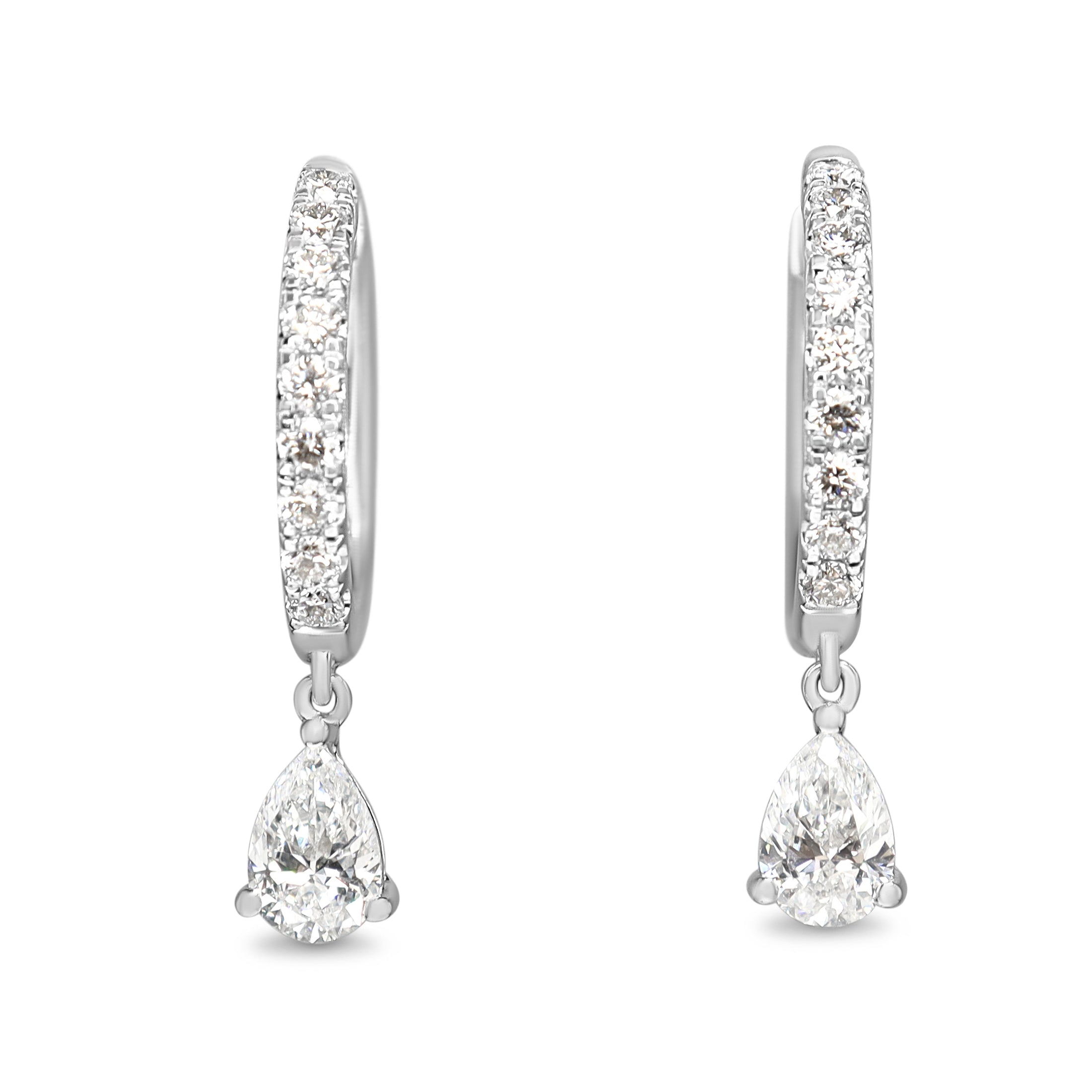 14ct White Gold Lab Grown Pear Cut Diamond Drop Earrings