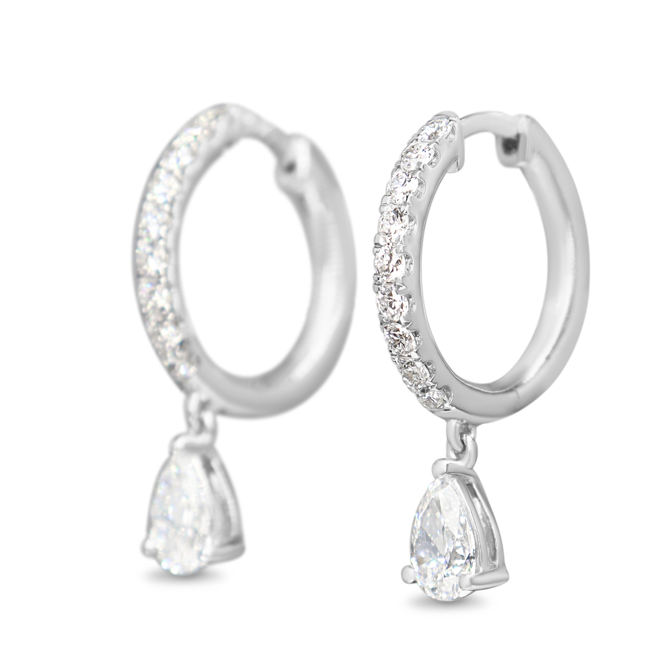14ct White Gold Lab Grown Pear Cut Diamond Drop Earrings