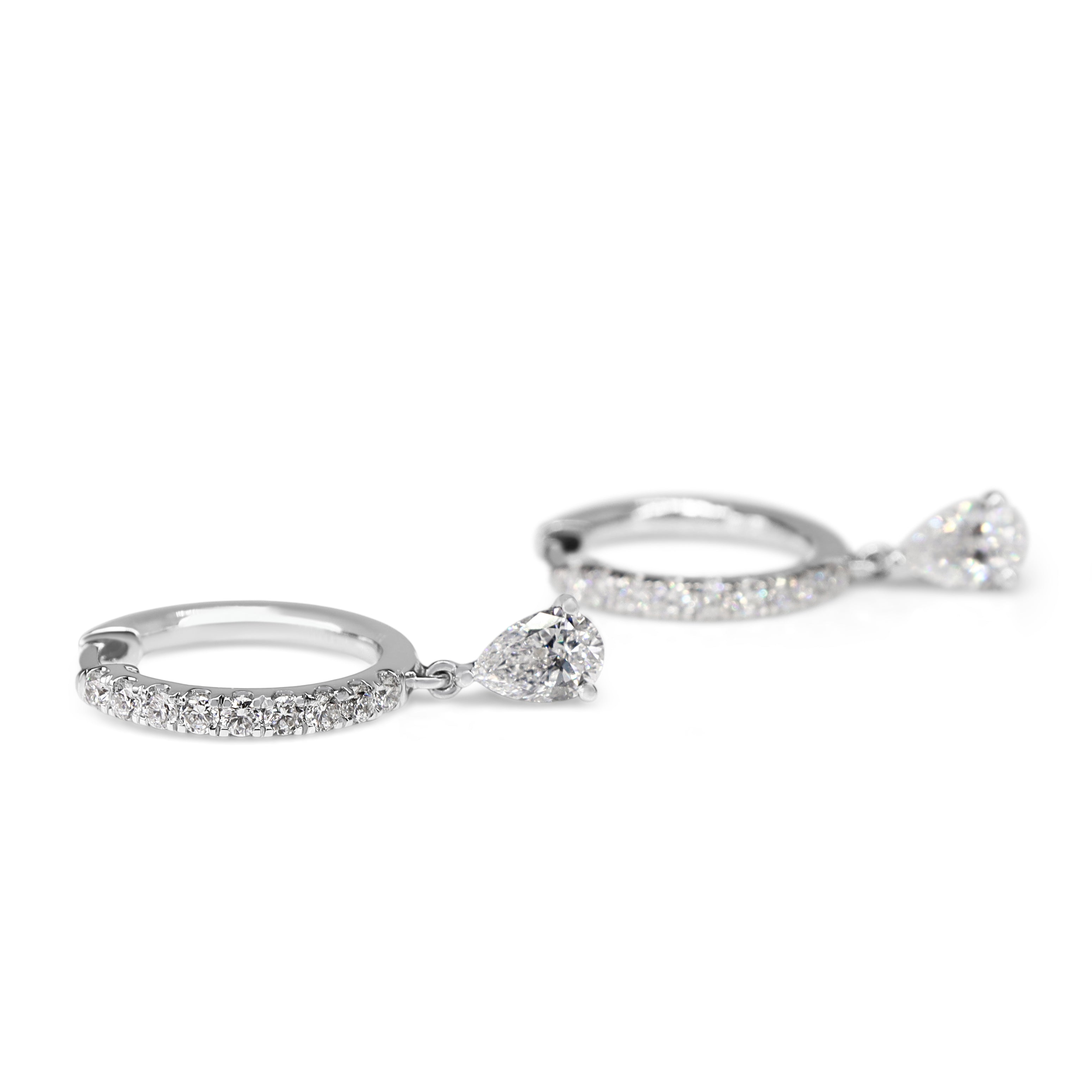 14ct White Gold Lab Grown Pear Cut Diamond Drop Earrings
