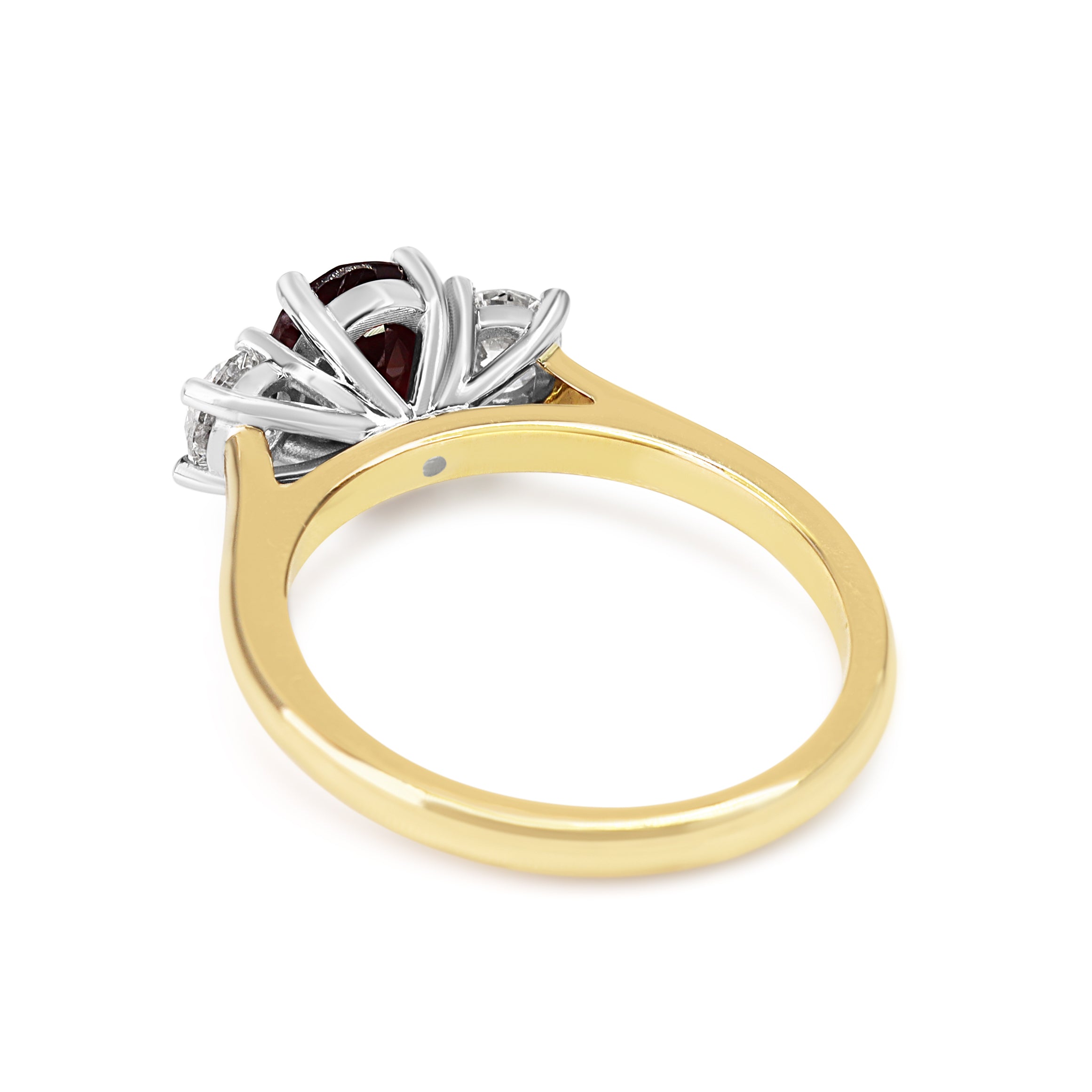 18ct Yellow and White Gold Ruby and Diamond 3 Stone Ring