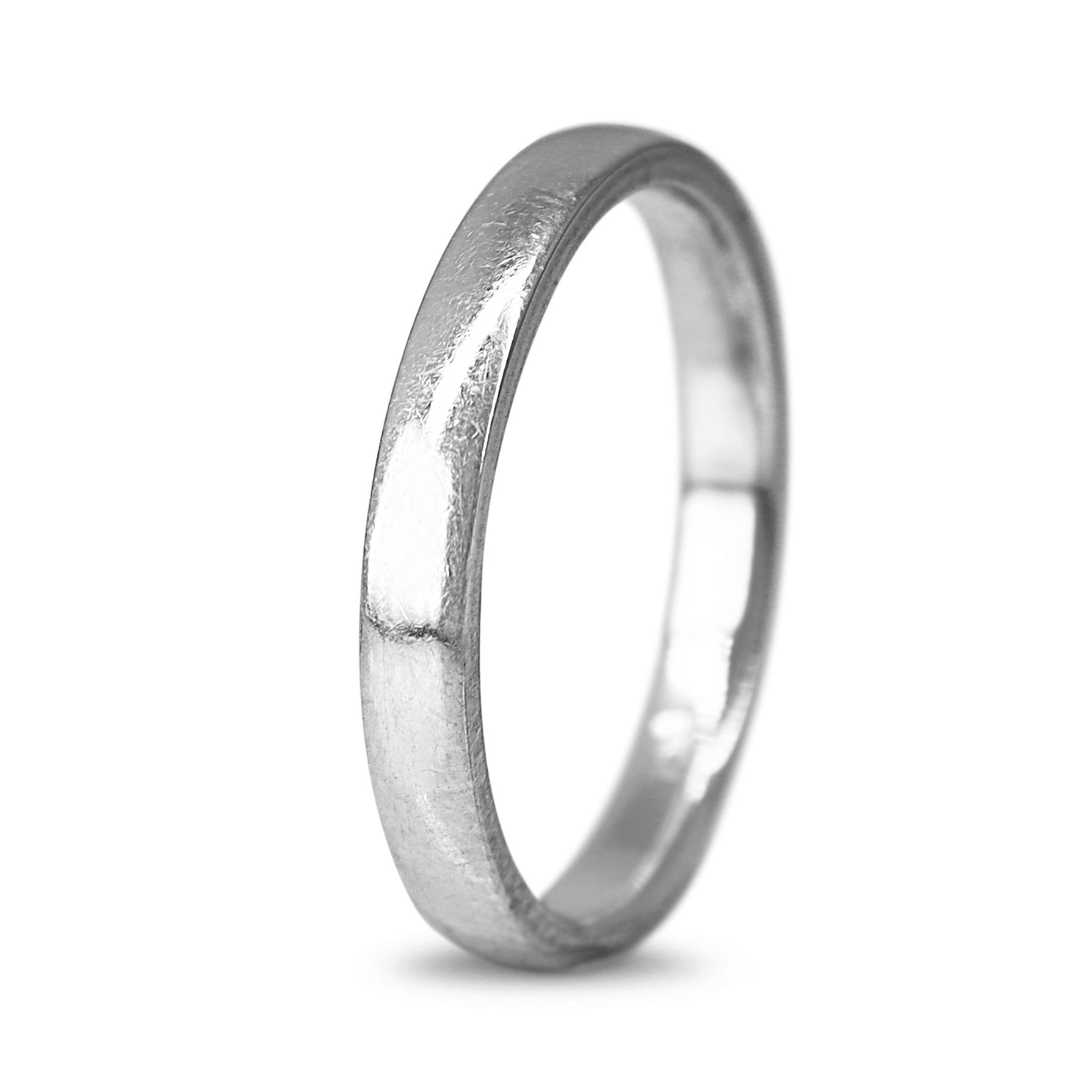 Polished 18ct white gold 2.4mm wedding band with a timeless plain design
