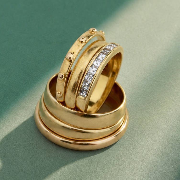 gold artisan studded band featuring an elegant antique-inspired design
