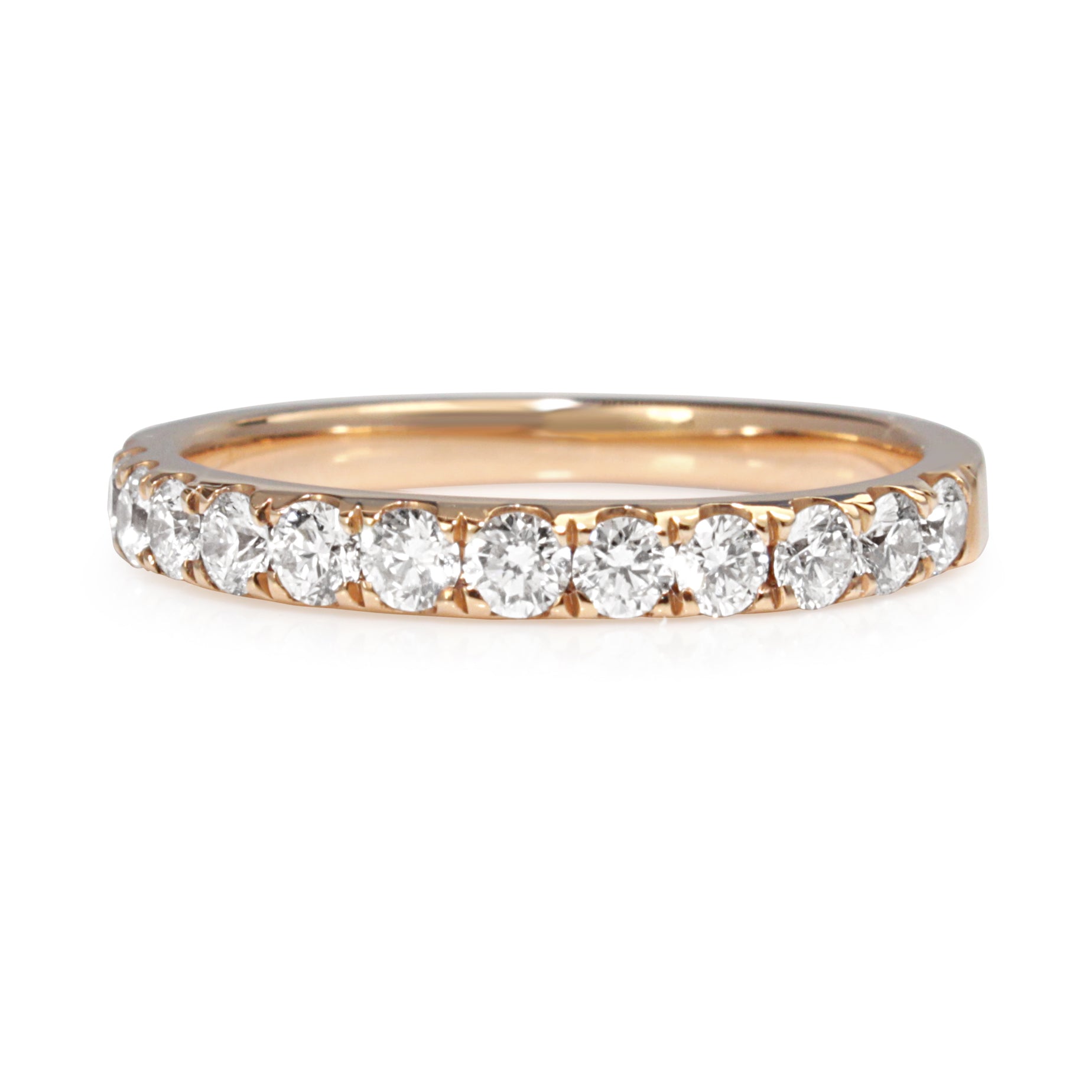 Front view of 18ct rose gold 0.60ct diamond half hoop band