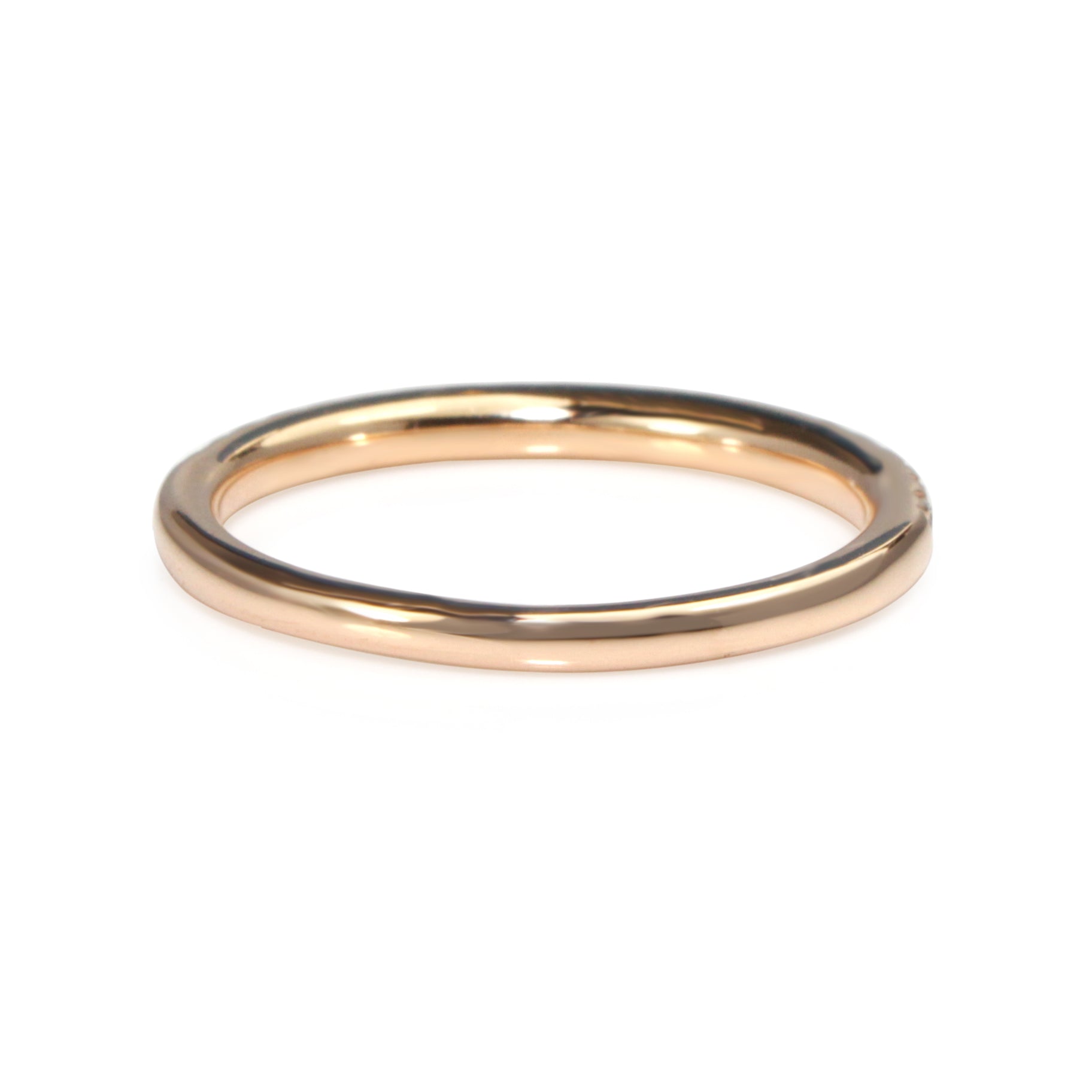 Back profile of the 18ct rose gold diamond half hoop band showing the polished rose gold band