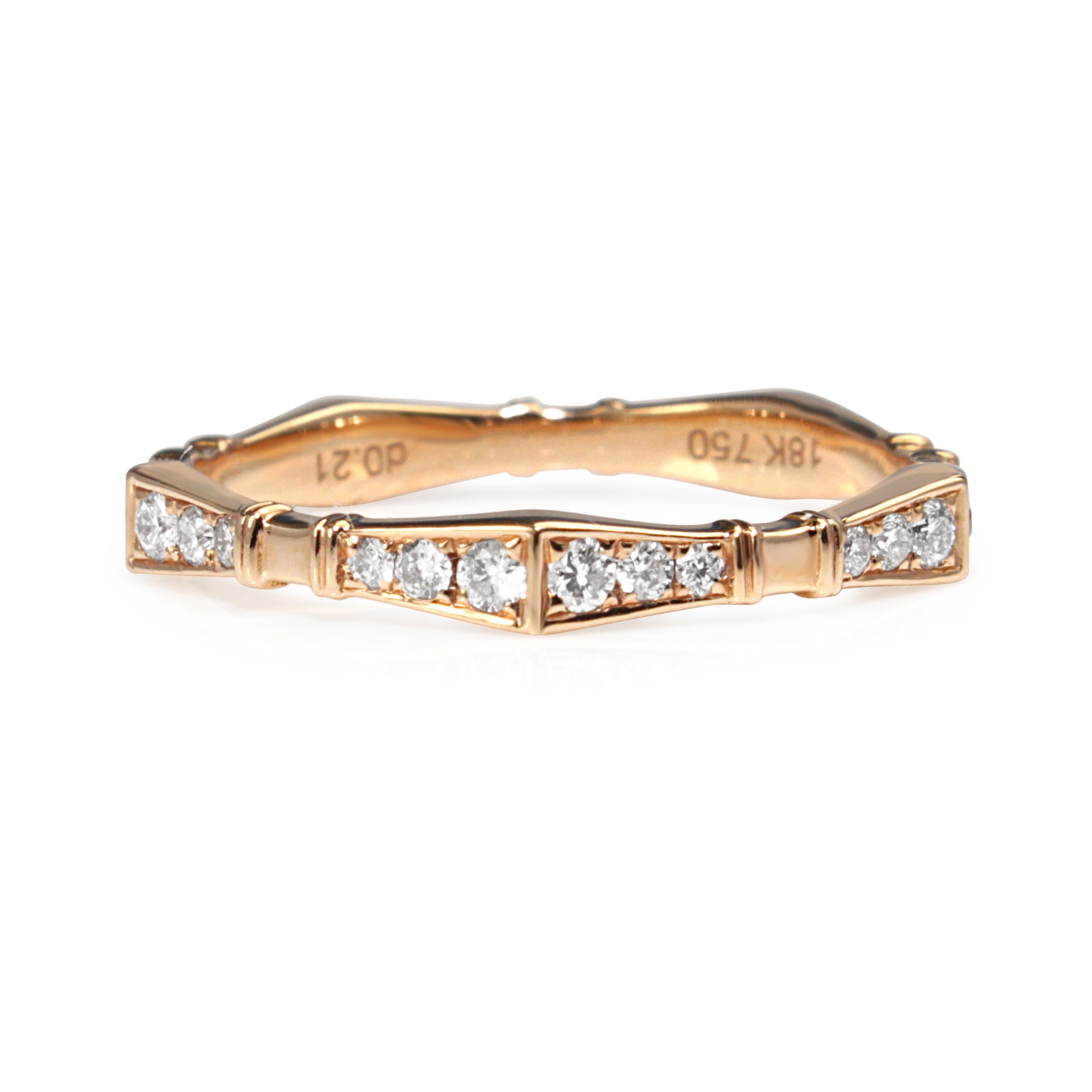 Front view of 18ct rose gold vintage style 0.21ct diamond half hoop band