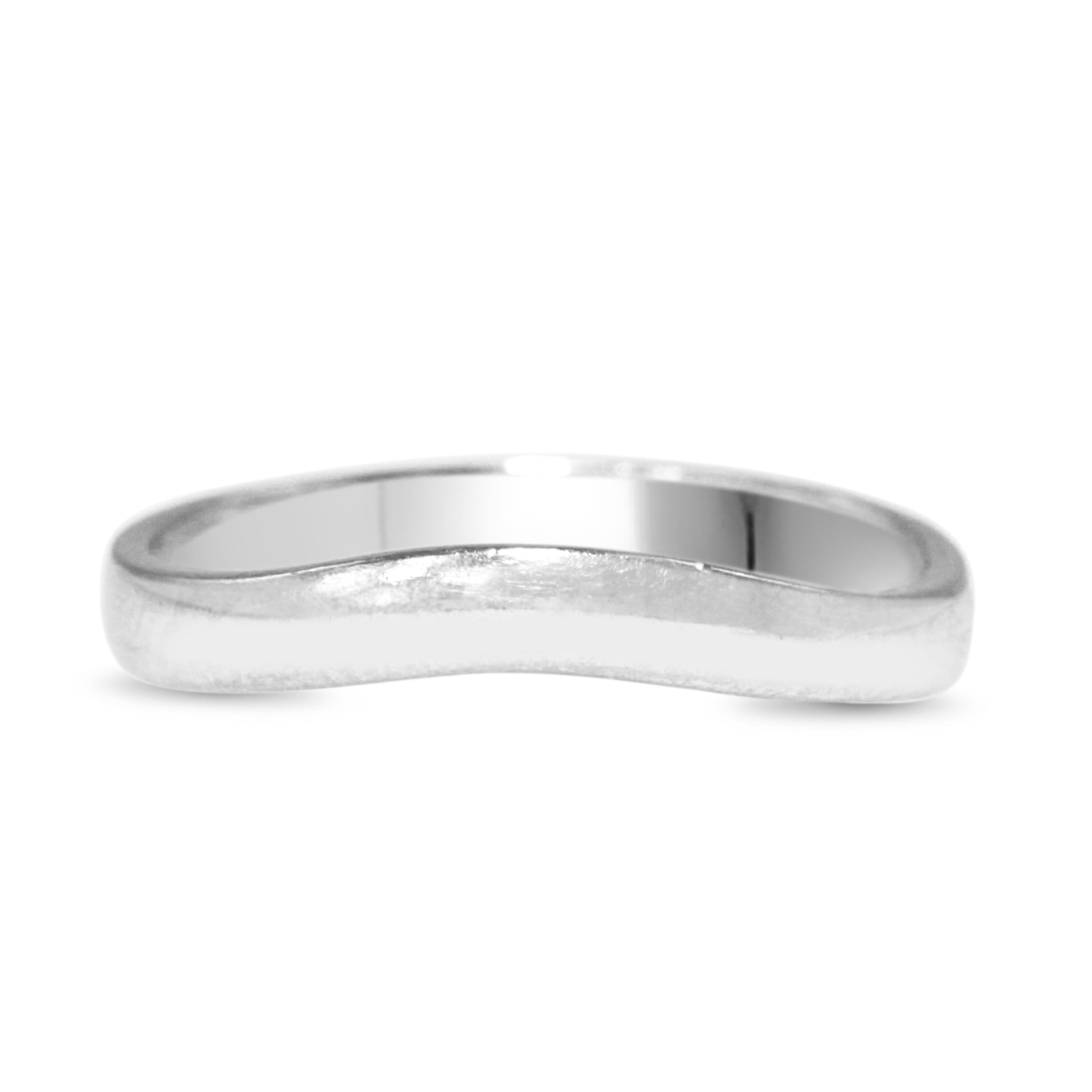 18ct white gold 2.9mm curved wedding band front view