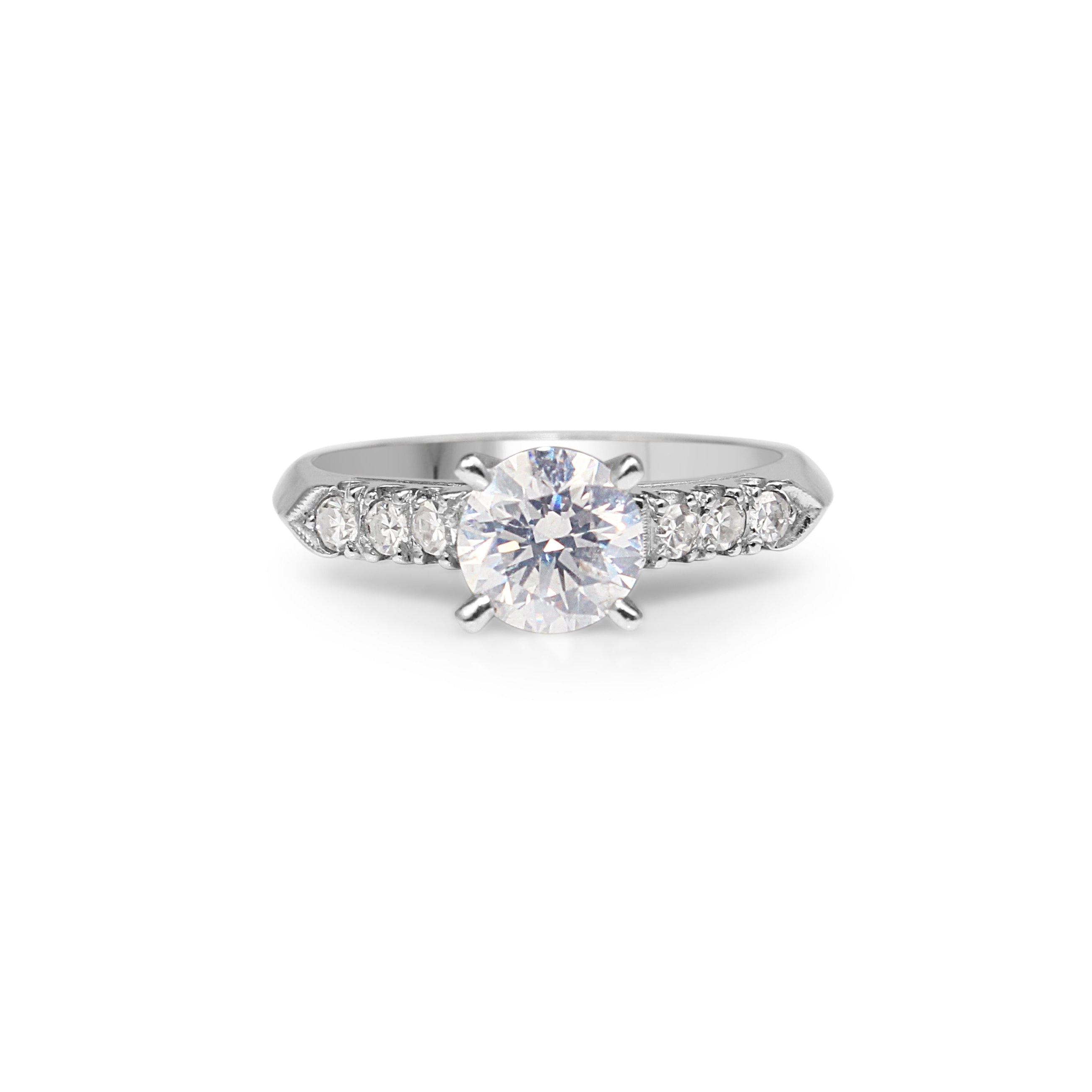 18ct white gold solitaire engagement ring with round diamond