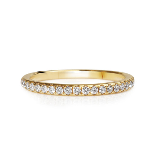 Front view of 18ct yellow gold 0.20ct diamond band with 1.9mm profile