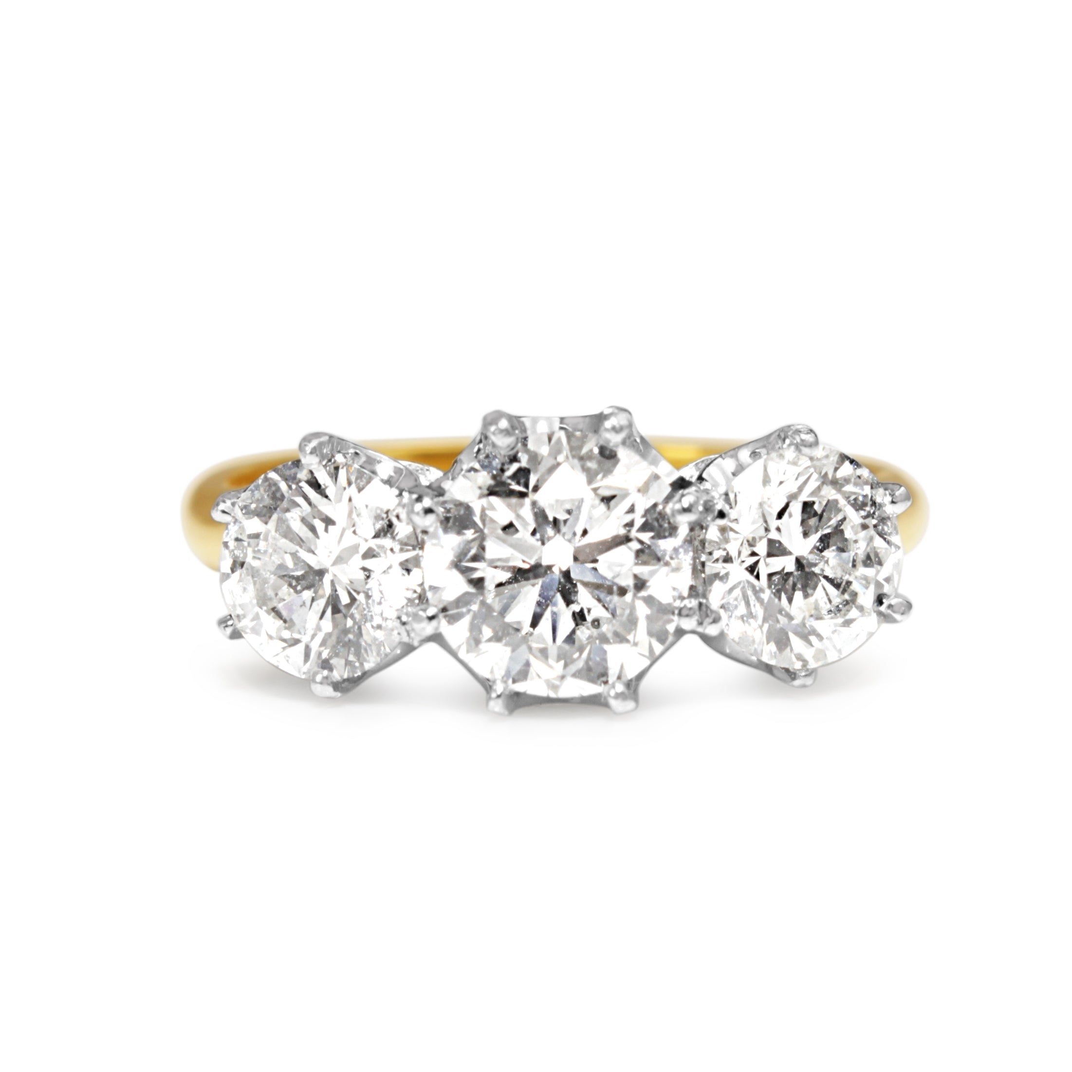 18ct Yellow & White Gold 3-Stone Diamond Engagement Ring – Trilogy Style Diamond Jewellery Australia